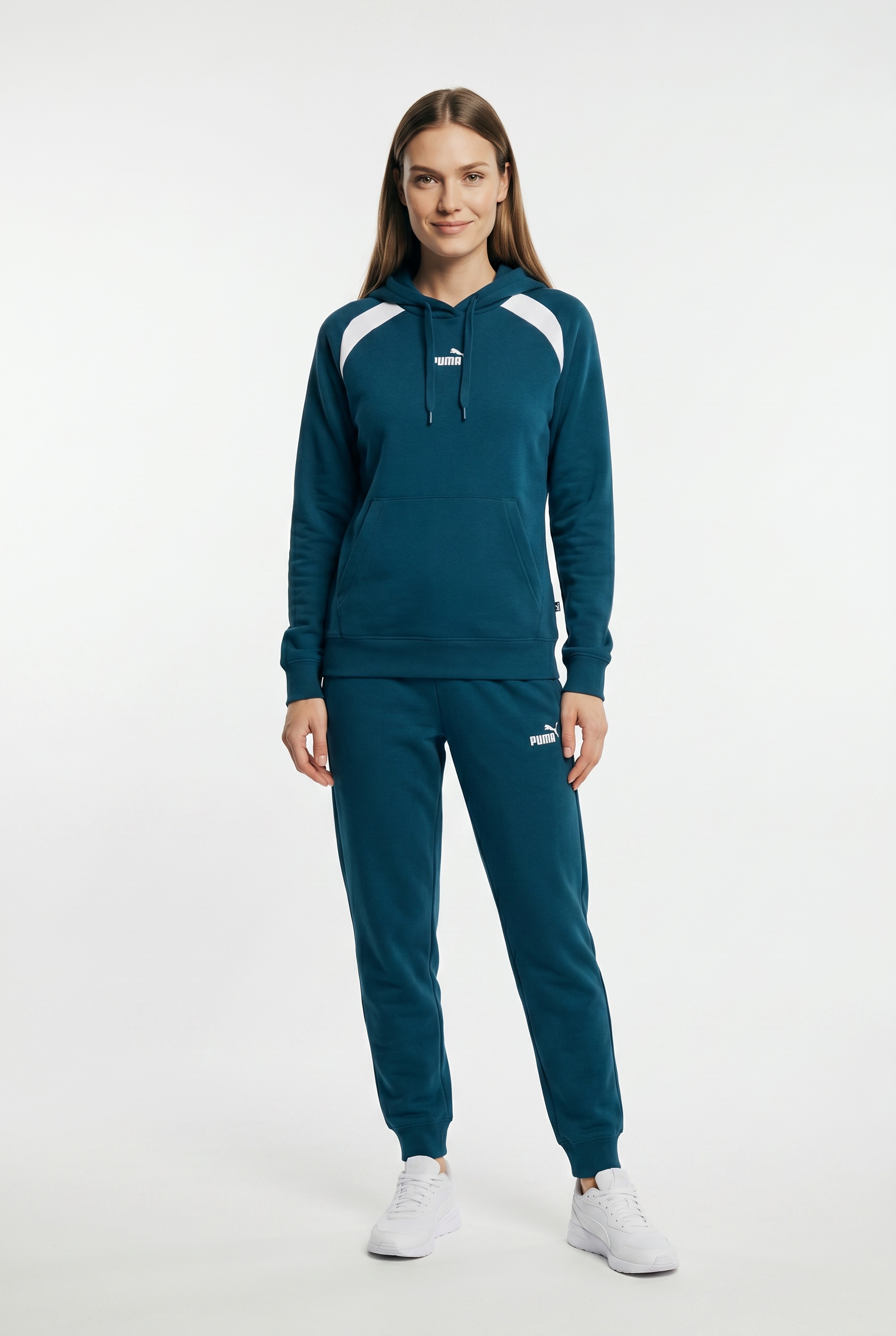 PUMA Trainingsanzug "HOODED SWEAT SUIT FL CL" 2 zweiteiliges Set, mit Kapuze, aus Baumwolle und Polyester, Regular Fit