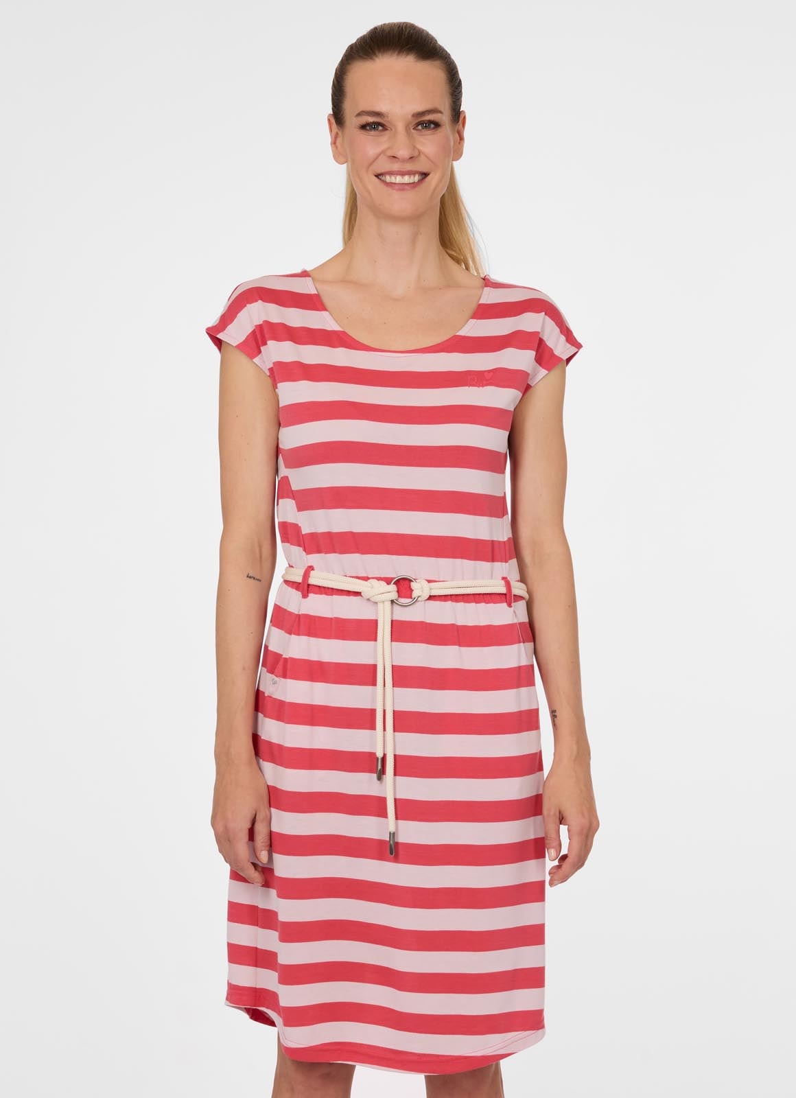 Ragwear Minikleid "LILITHE STRIPES" aus Polyester und Viskose, normale Passform, mit elastischem Bund