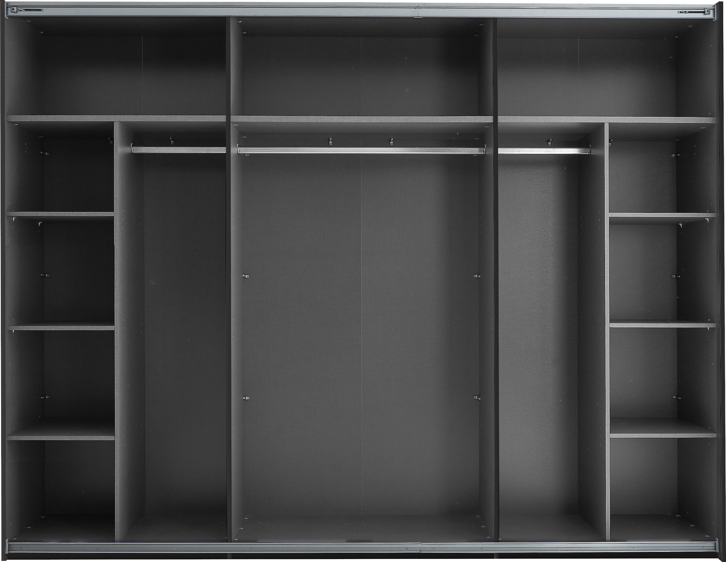 Schlafkontor Schwebetürenschrank »Mesio, 2-türiger Kleiderschrank, Schiebetürenschrank mit viel Stauraum«, inklusive Hoteleinteilungen außen und Einlegeböden oben