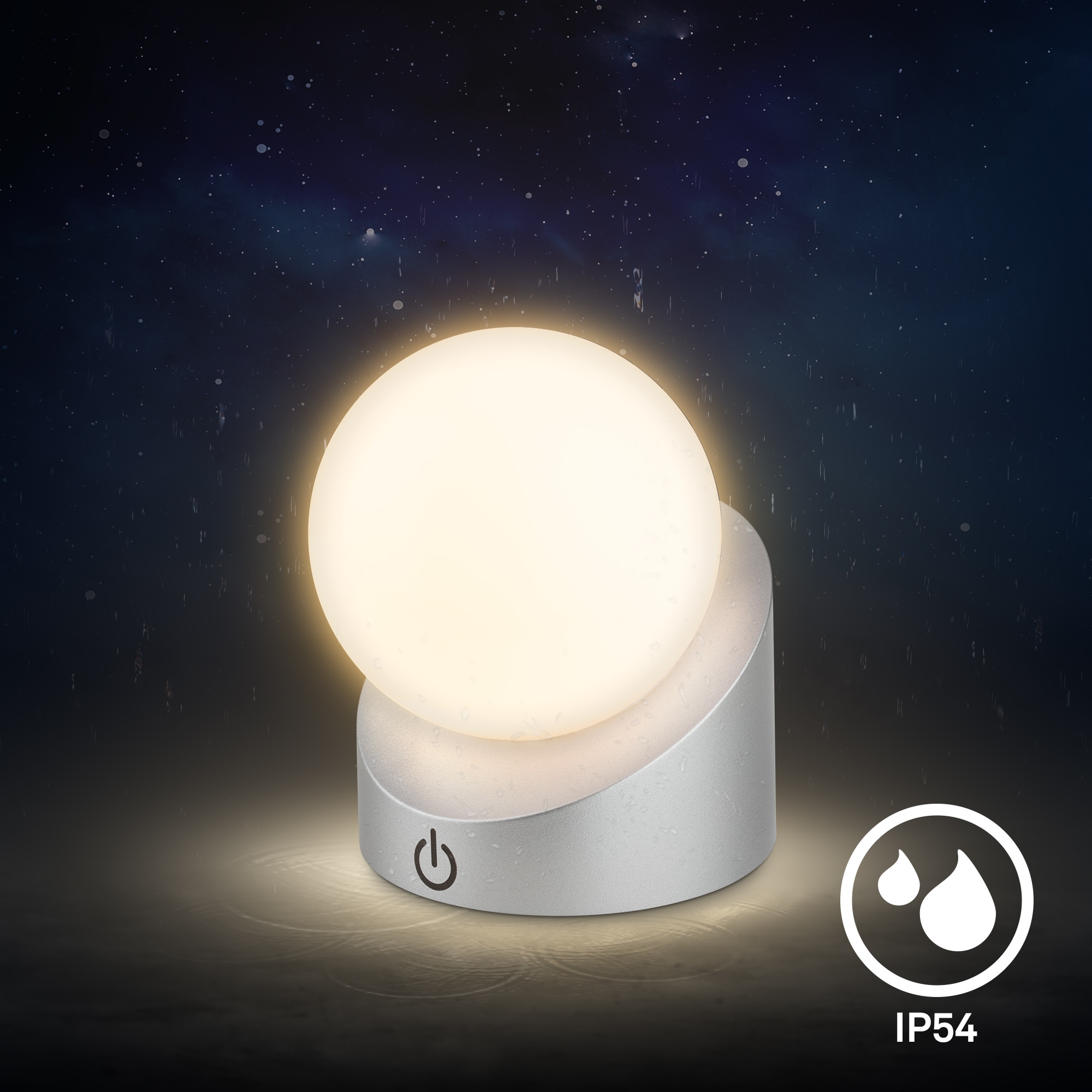 Briloner Leuchten LED Außen-Tischleuchte »SORA« LED-Board 2 Stk. Warmweiß kabellos 10x8x9cm Chrom Matt 2W Kinderzimmer Outdoor Außen 2er-Set