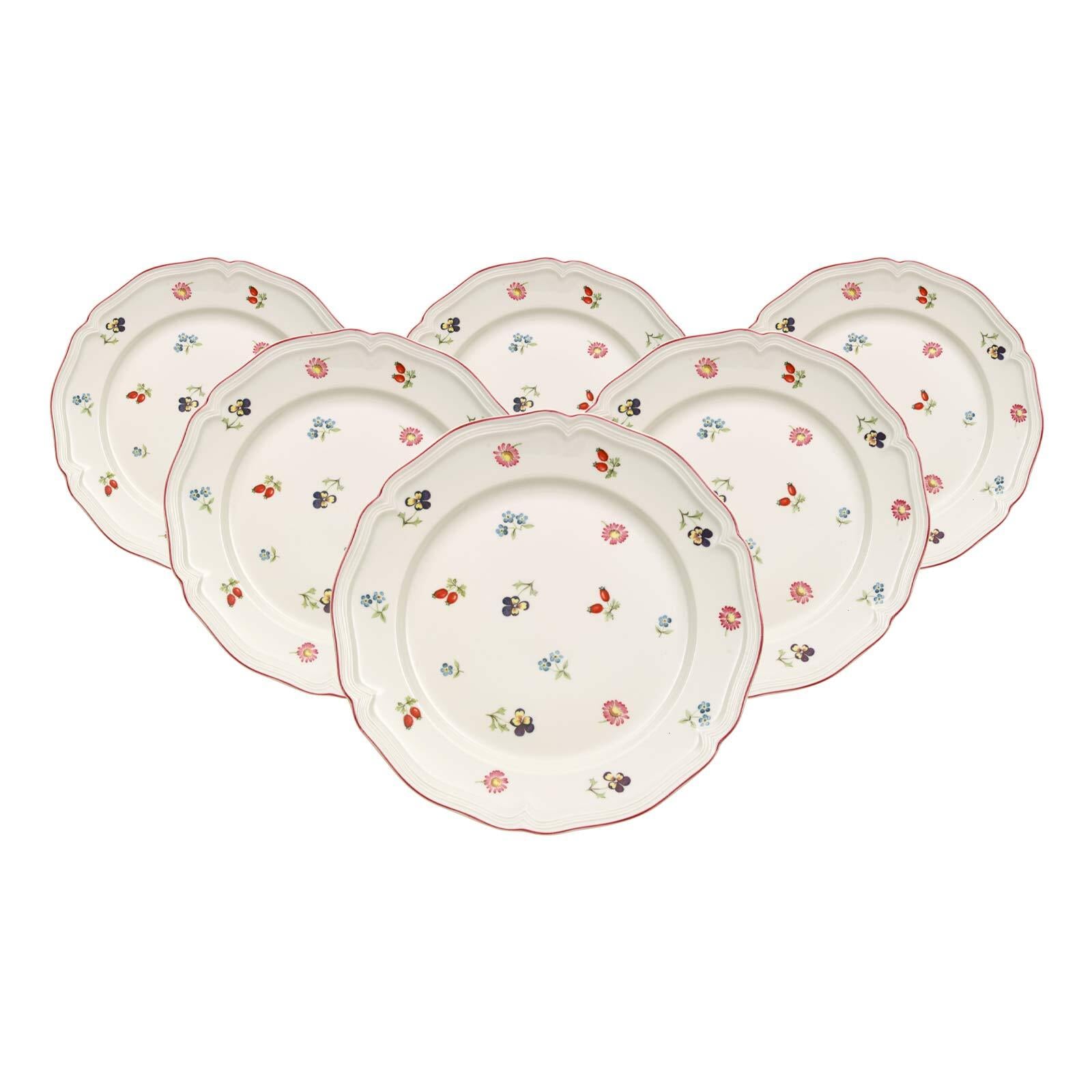 Villeroy & Boch Frühstücksteller "Frühstücksteller Petite Fleur ø 20,7 cm 6er Set weiß" Spülmaschinengeeignet, Mikrowellengeeignet