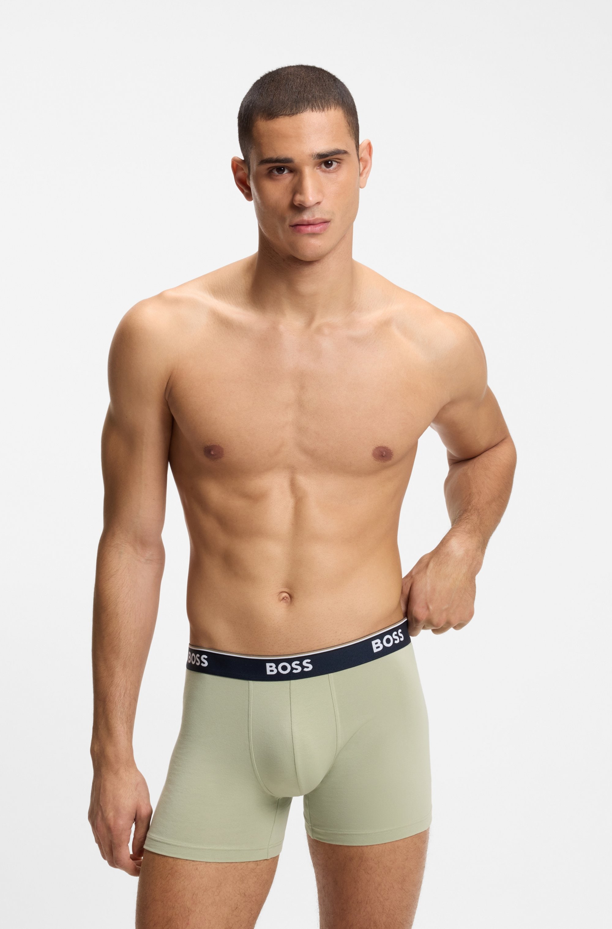 BOSS Boxershorts Packung, 3 Stk. aus bequemer Stretch-Baumwolle, körpernah, mittlere Bundhöhe