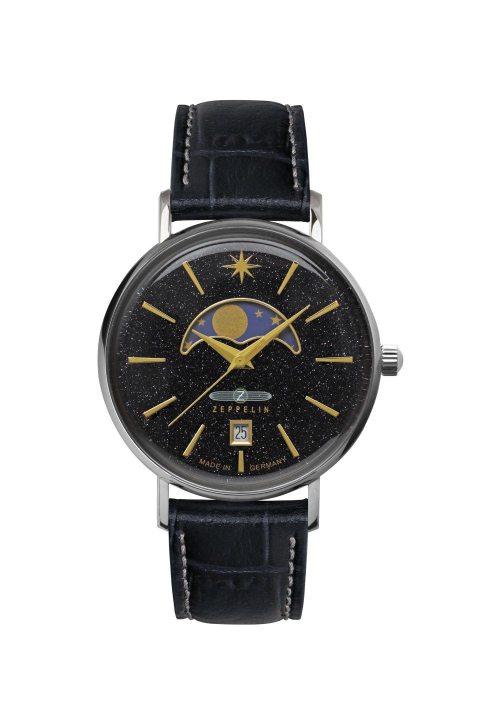 ZEPPELIN Quarzuhr »Luna Moonphase«, Armbanduhr, Damenuhr, Mondphase, Lederarmband, Made in Germany