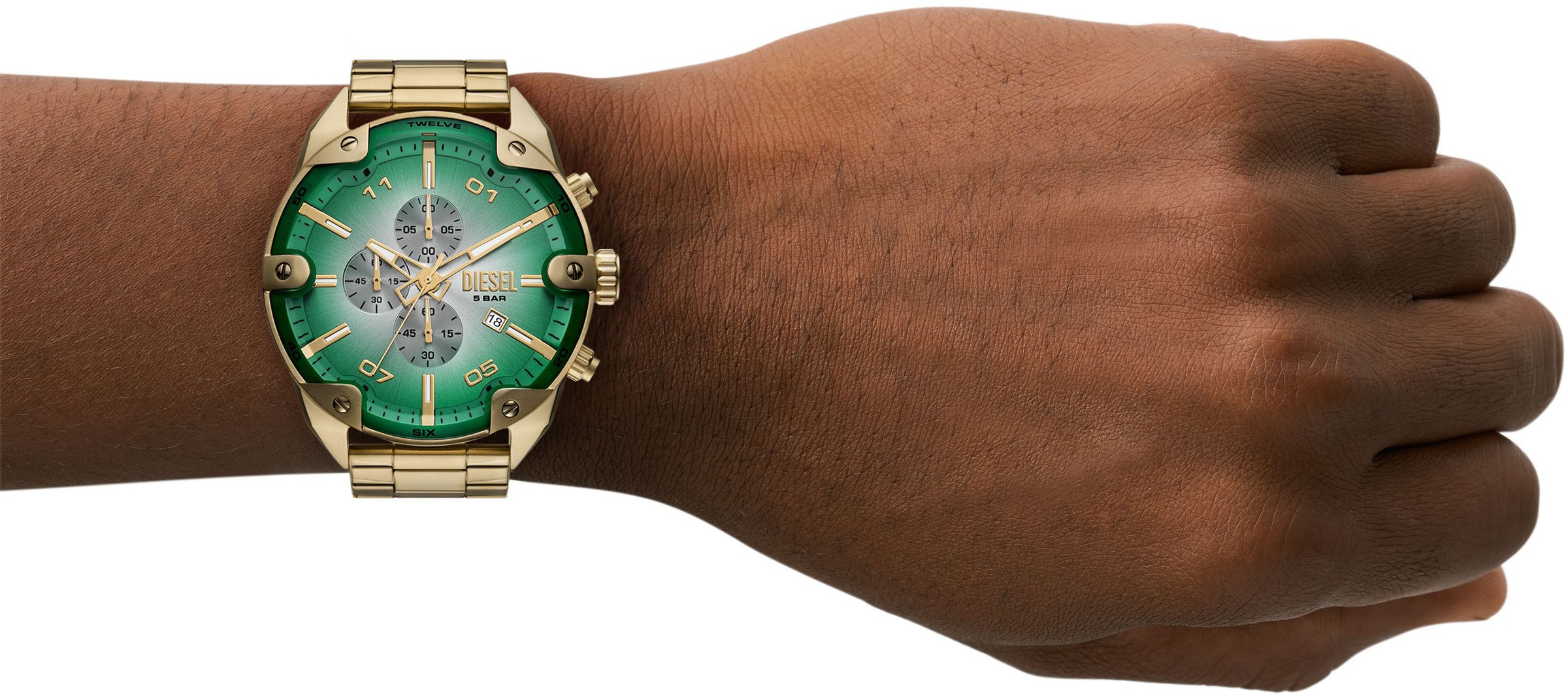 Diesel Chronograph »SPIKED«, Quarzuhr, Armbanduhr, Herrenuhr, Edelstahlarmband, analog, Tag