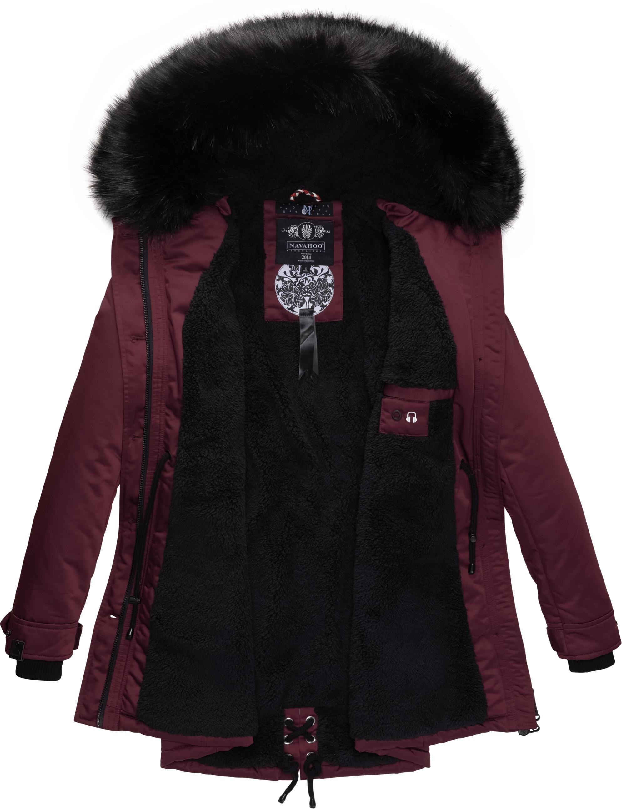Navahoo Wintermantel »Luluna Prc«, edler Parka mit großer Kunstfellkapuze