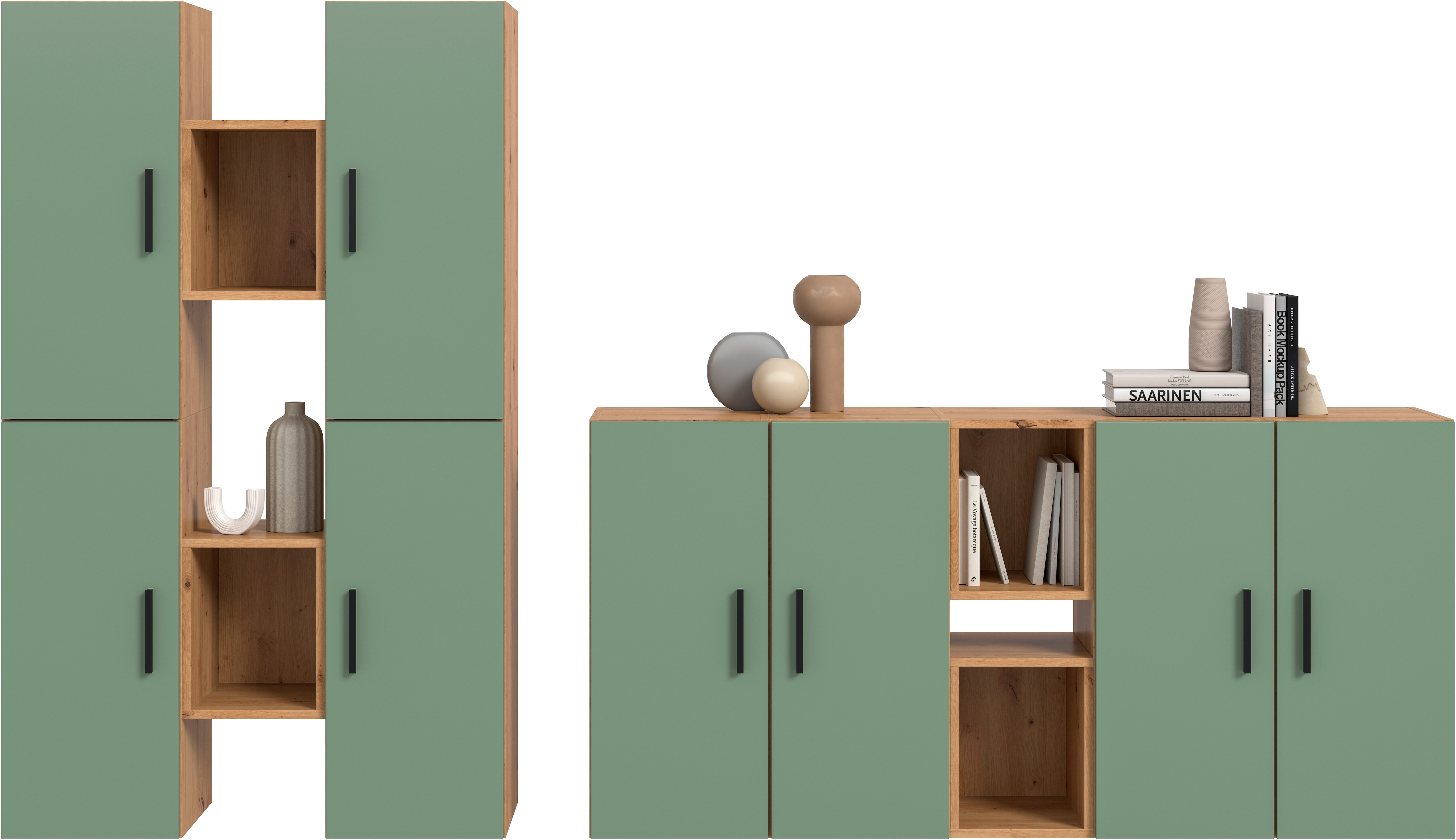 Home affaire Schrank-Set "ENESTE, 12-teilig, in verschiedenen Farben, individuell kombinierbar" verschiedenste Kombinationmöglichkeiten, stehend oder hängend, 4 Stk. tlg.