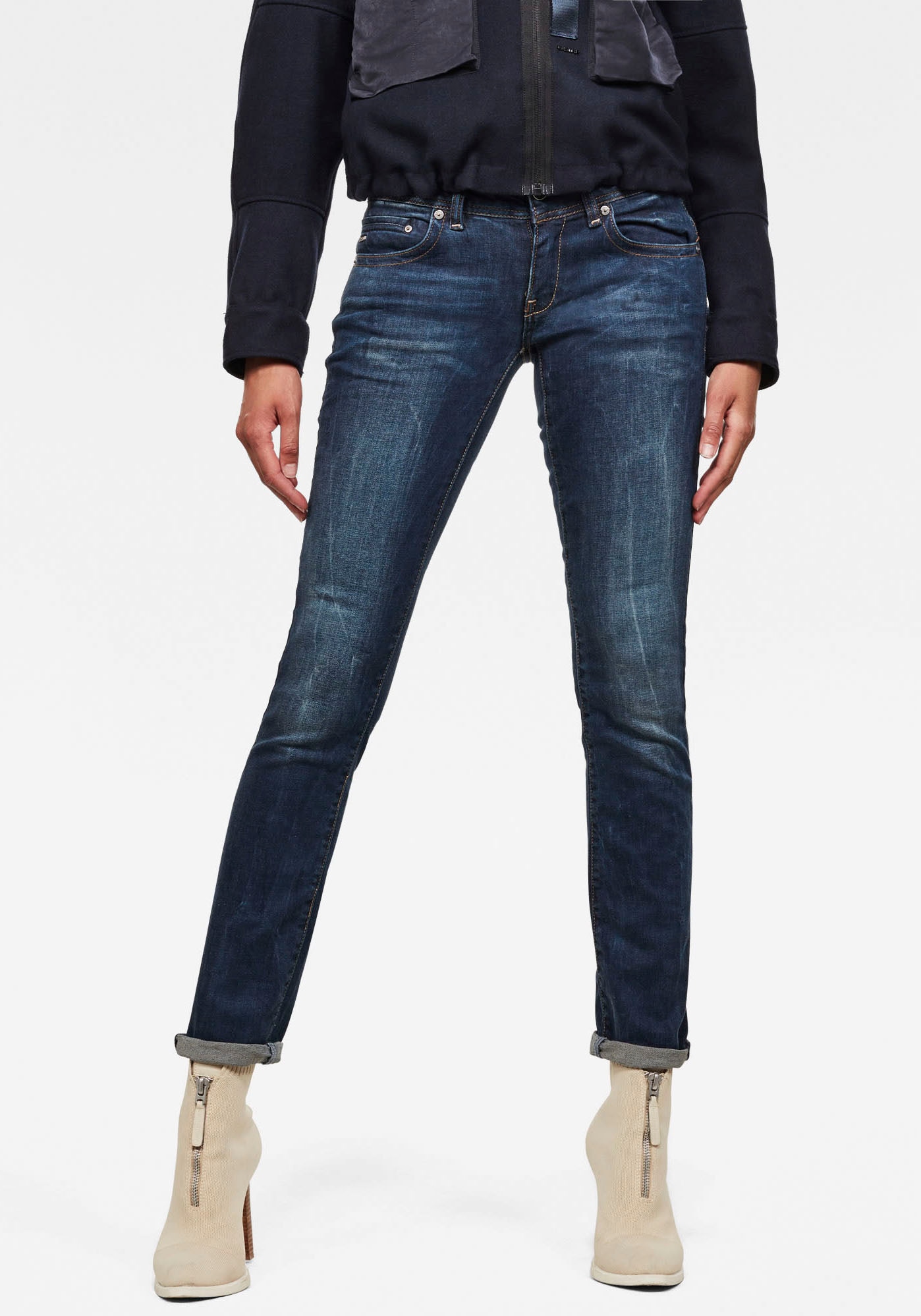 G-Star RAW Straight-Jeans »Midge Saddle Straight«, 5-Pocket-Design mit markanten Steppnähten