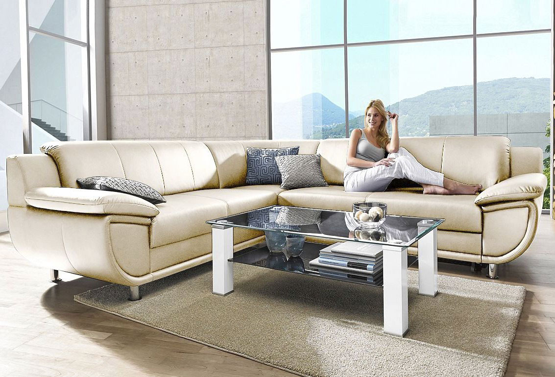 TRENDMANUFAKTUR Ecksofa »Rondo«, wahlweise mit Bettfunktion, mit extra breiten Armlehnen