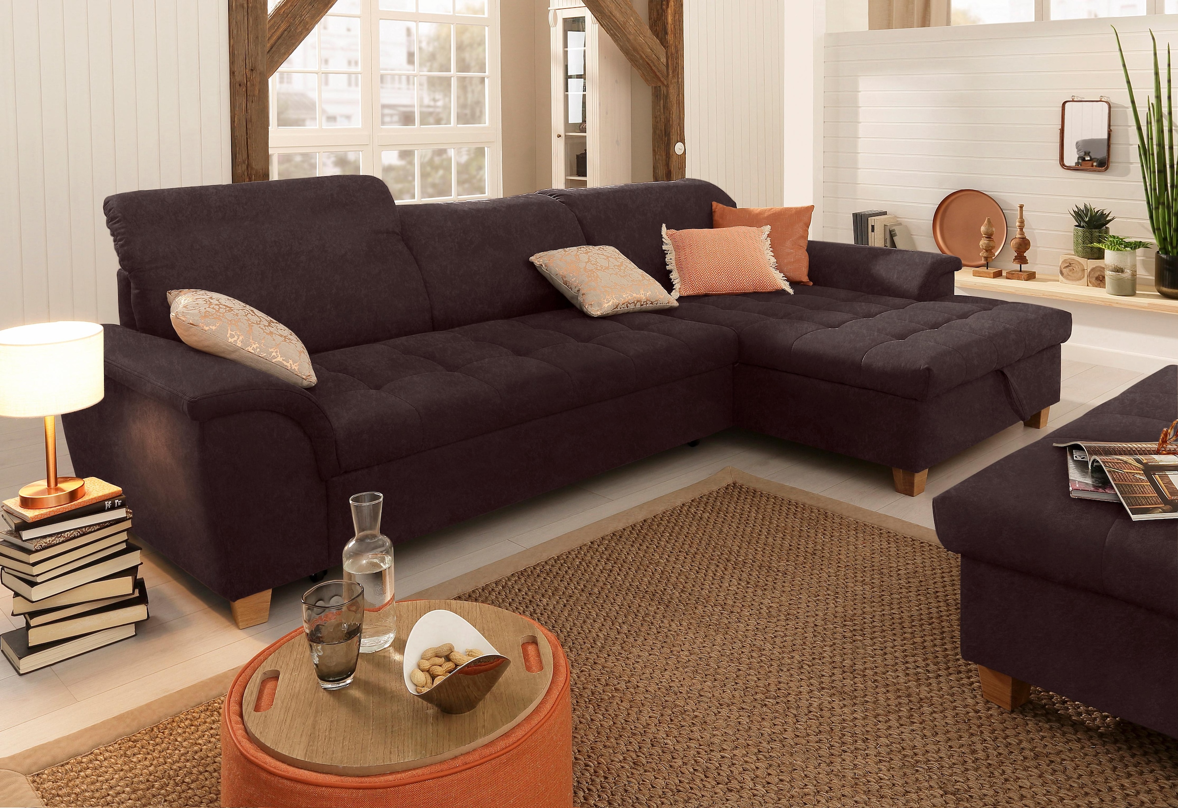 Home affaire Ecksofa "Lyla fester Sitzkomfort, bequeme Armlehnen, Breite 27 günstig online kaufen