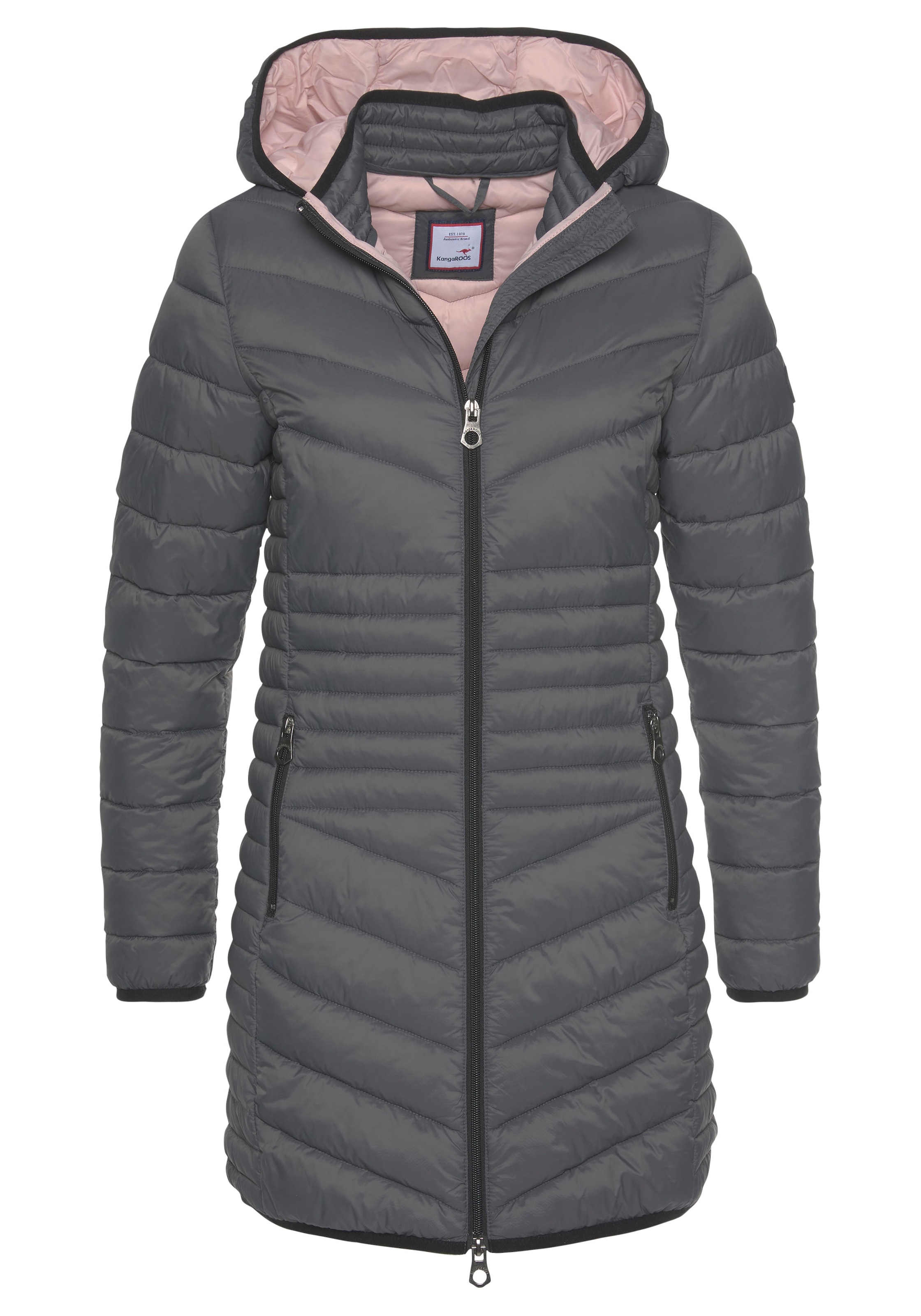 KangaROOS Steppjacke, mit Kapuze, für den Übergang, aus leichtem Webmaterial, figurbetonter Schnitt
