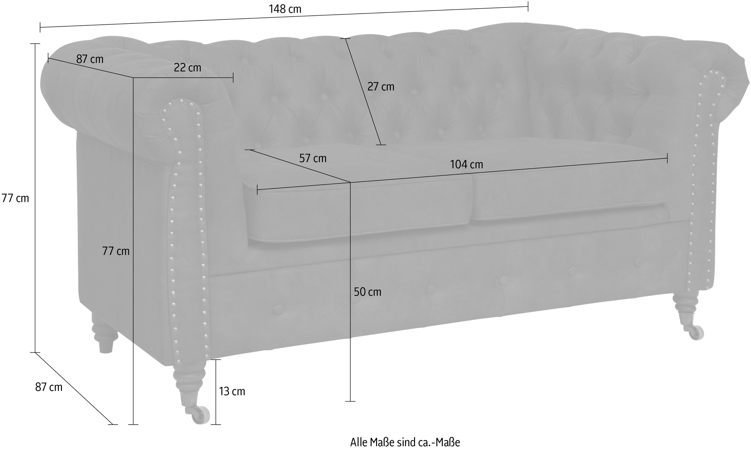 Home affaire Chesterfield-Sofa »Aarburg«, aufwändige Knopfheftung und Ziernägel im Chesterfield-Design