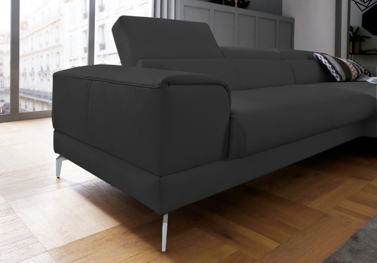 W.SCHILLIG Ecksofa »piedroo, Designsofa mit tollem Sitzkomfort, bequem und elegant, L-Form«, Kopfteilverstellung, wahlweise mit Sitztiefenverstellung, Breite 303cm