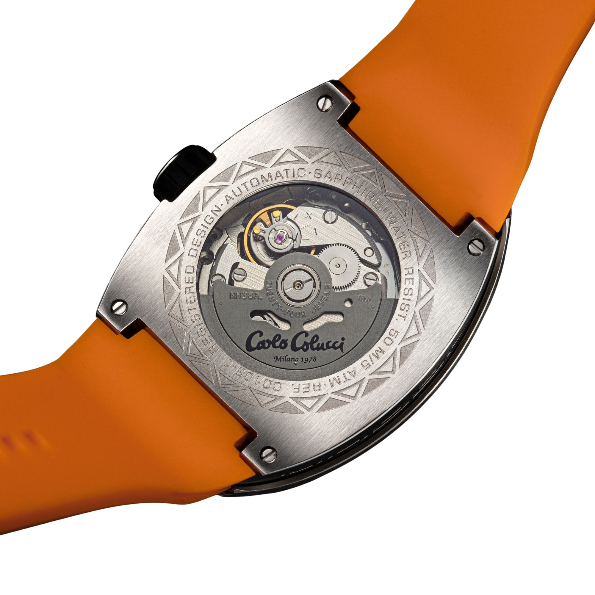 CARLO COLUCCI Automatikuhr Armbanduhr, Herrenuhr, Mechanische Uhr, Silikonarmband, analog