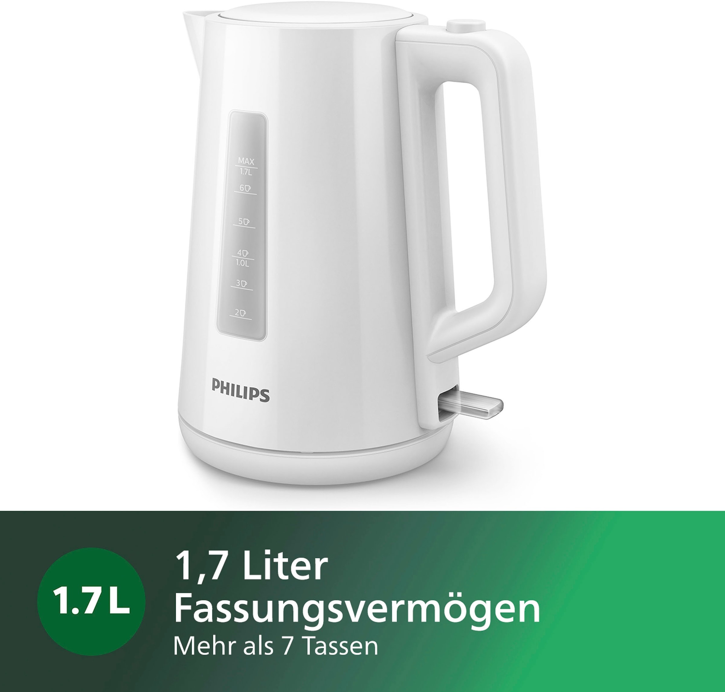 Philips Wasserkocher »HD9318/00 Serie 3000«, 1,7 l, 2200 W, Trockengehschutz