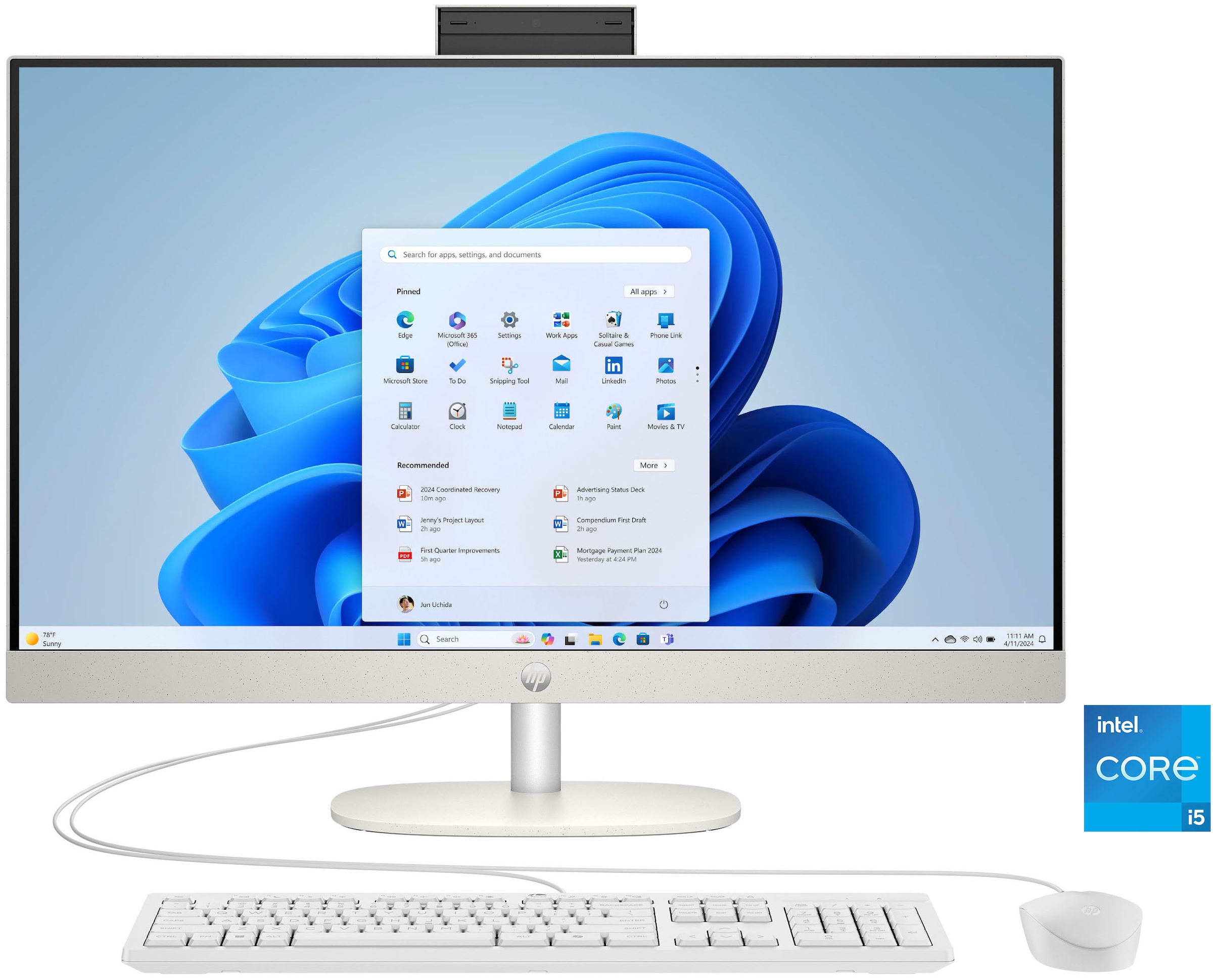 "HP All-in-One PC ""27-cr0002ng"", weiß (shell weiß), Windows 11, Iris Xe, 8 GB RAM 512 GB SSD, Desktop-PCs"