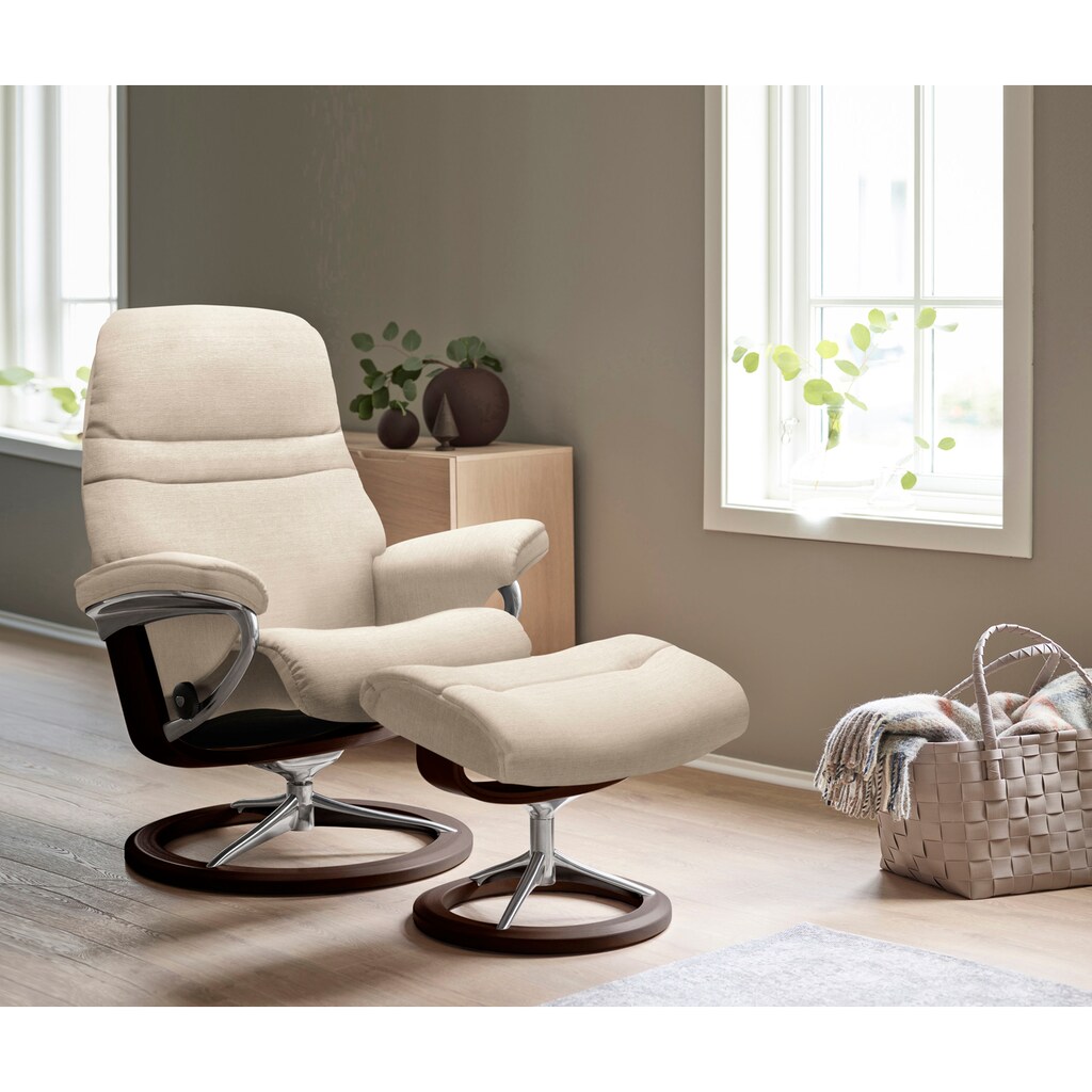 Stressless® Relaxsessel »Sunrise«, (Set, Relaxsessel mit Hocker), mit Signature Base, Größe M, Gestell Braun