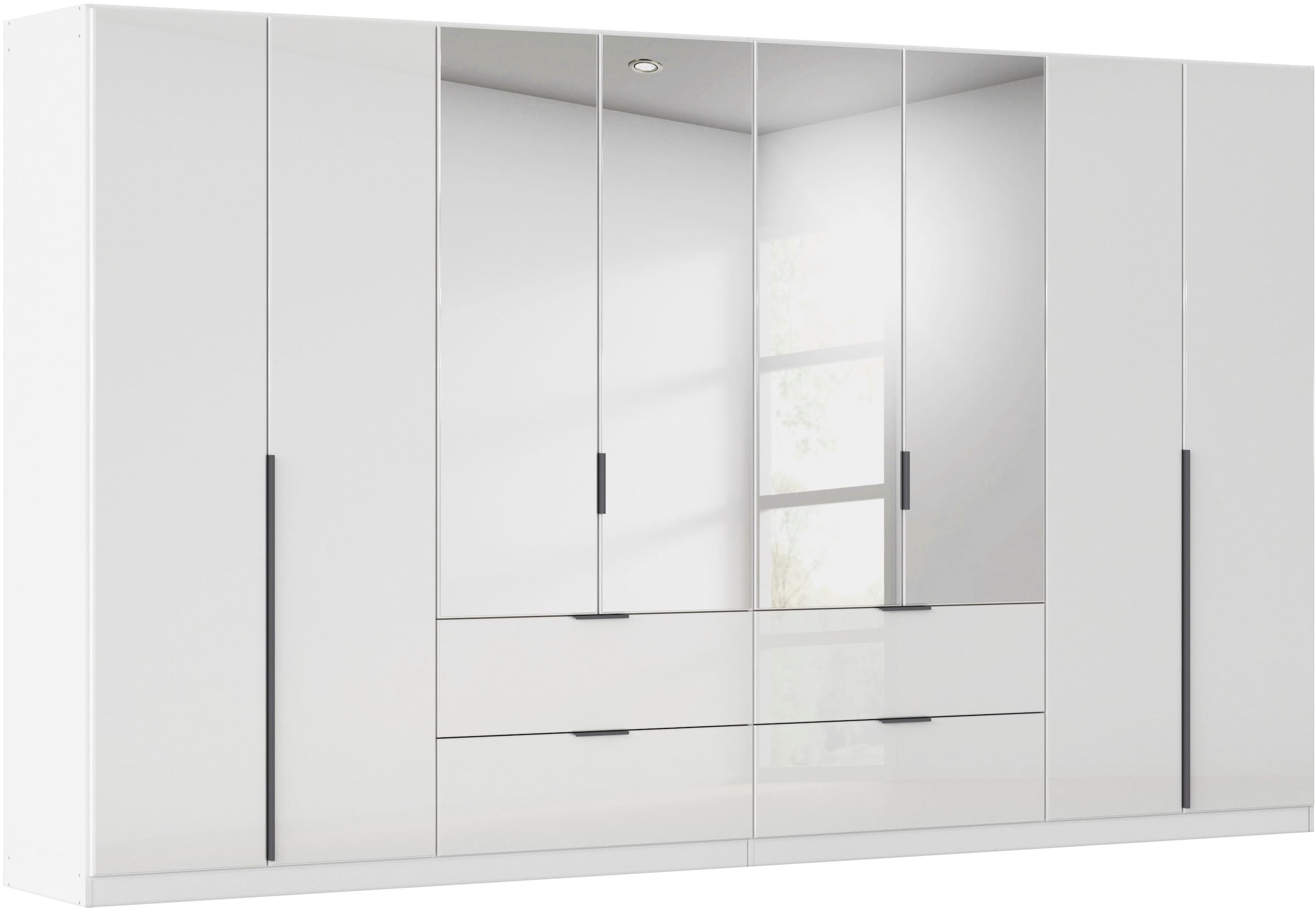 Drehtürenschrank OTTO HOME, B:360cm H:229cm T:54cmalpinweiß, glas kristallweiß, Holzwerkstoff, Schränke, "Kleiderschrank Kleiderschränke Schrank