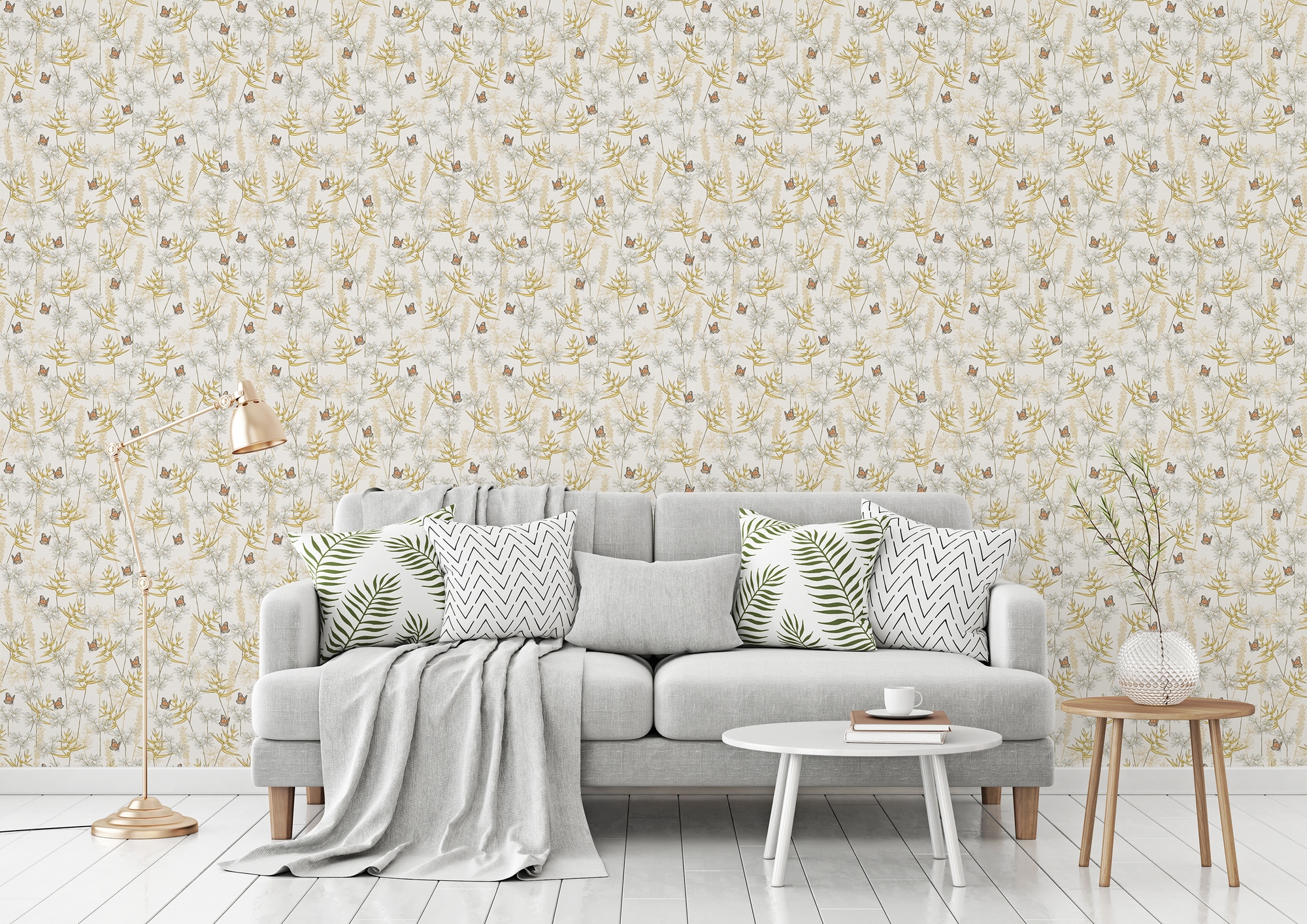 living walls Vliestapete "Drawn Into Nature Pflanzen-Tapete Mustertapete Floral Natur" matt strukturiert Vliestapete Blätter für Schlafzimmer Küche Wohnzimmer Pflanzen Design