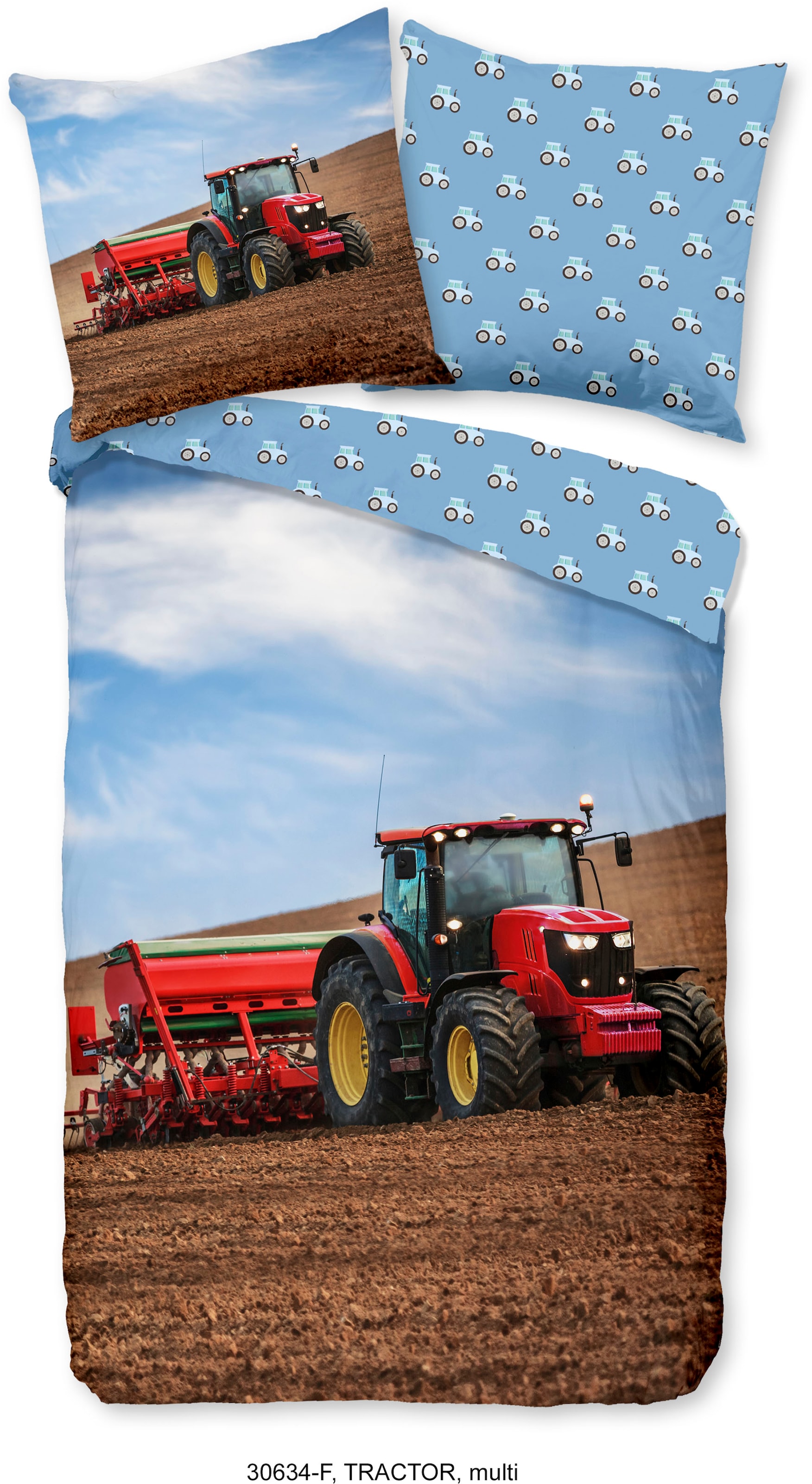 good morning Kinderbettwäsche "Working Tractor" 2 Stk. tlg. Biber, 135x200, günstig online kaufen