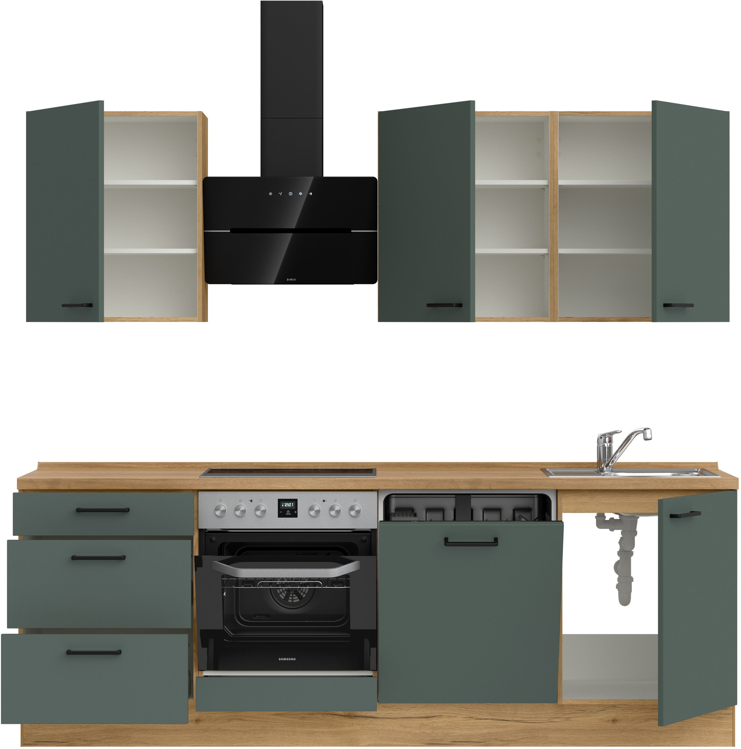 nobilia® Küchenzeile »"Easytouch II"«, vormontiert, Ausrichtung wählbar, Breite 240 cm, wahlw. mit E-Geräten