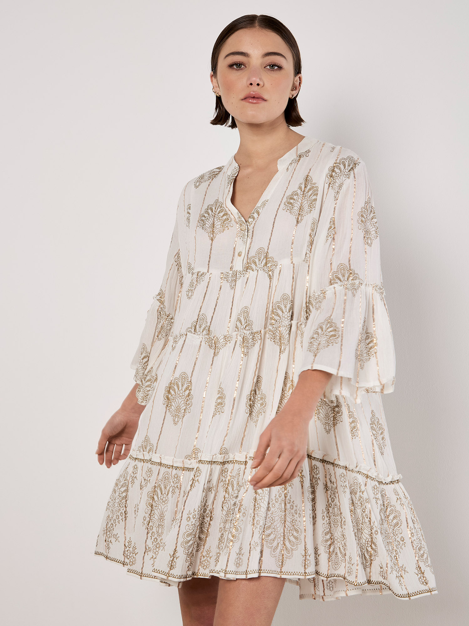 Apricot Druckkleid "Paisley-Lurex-Tunika" im Stufenlook