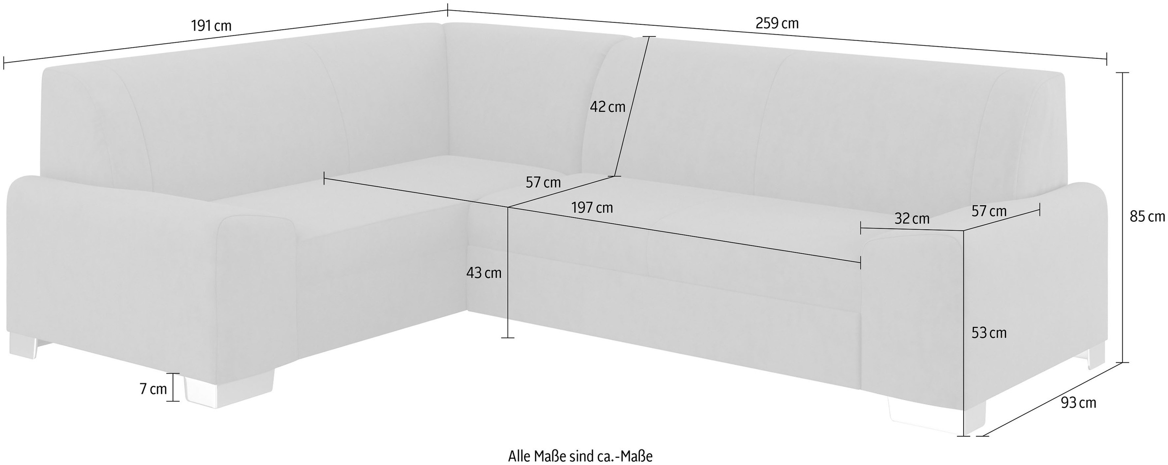 DOMO collection Ecksofa »Anzio in kubischer Formensprache, flache Armlehnen, L-Form«, Wahlweise mit Bettfunktion und Federkern für hohen Sitzkomfort