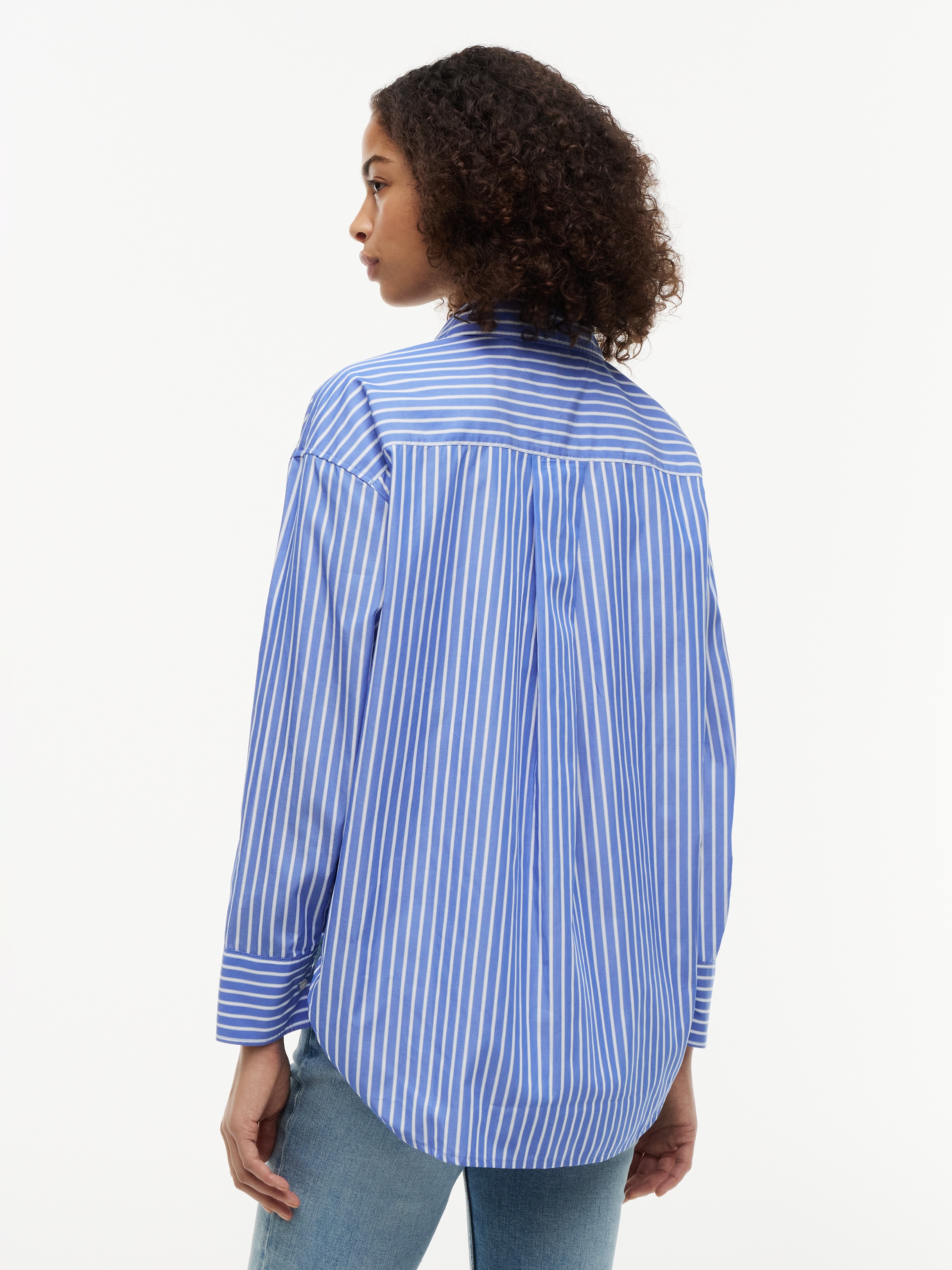 Tommy Hilfiger Hemdbluse »MODERN POPLIN BLUE STR SHIRT LS« Baumwolle, Brusttasche, regular fit