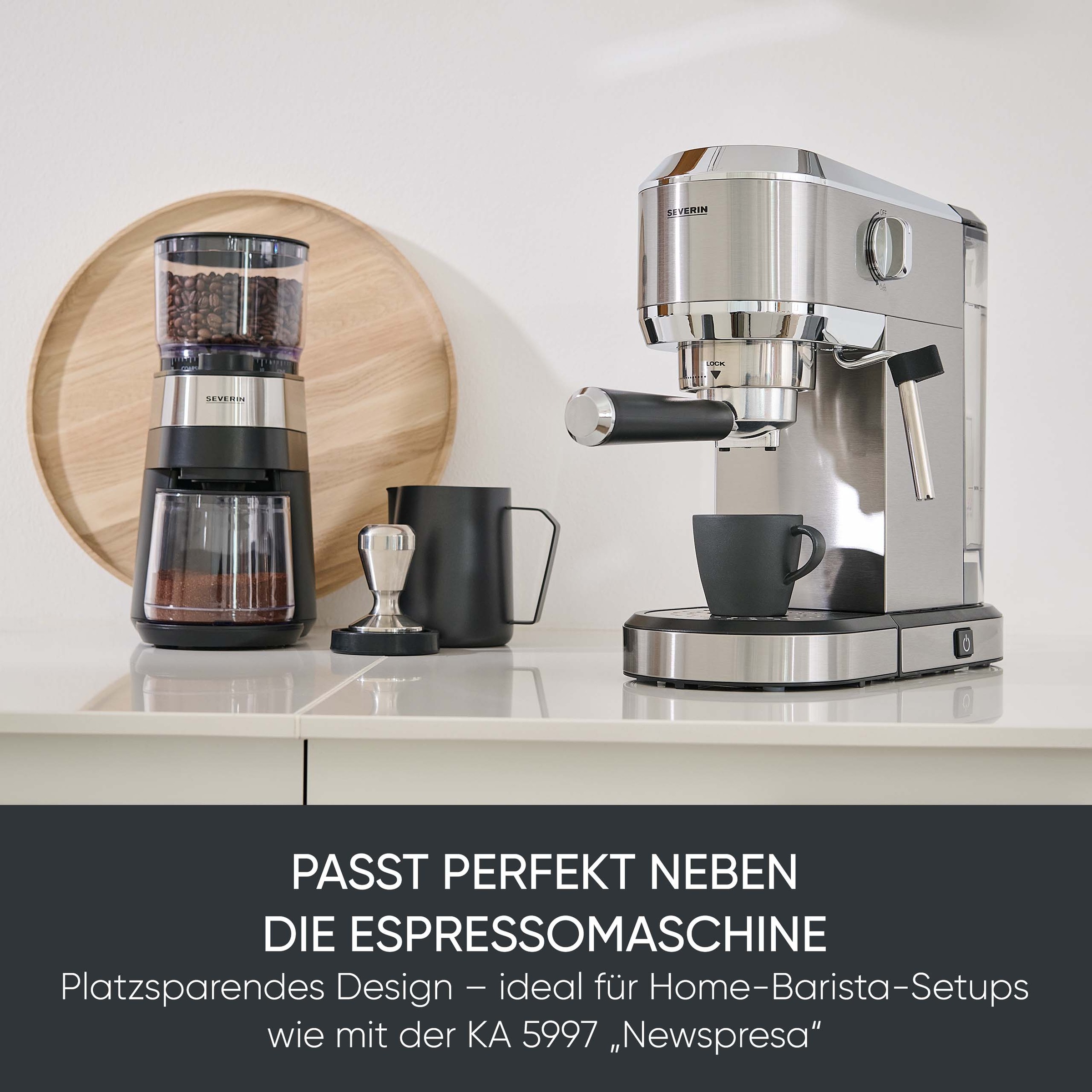 Severin Kaffeemühle »KM 3880« Scheibenmahlwerk 240 gBohnenbehälter bis 240g Bohnen, Aromaverschluss, Mahlgrad in 30 Stufen einstellbar