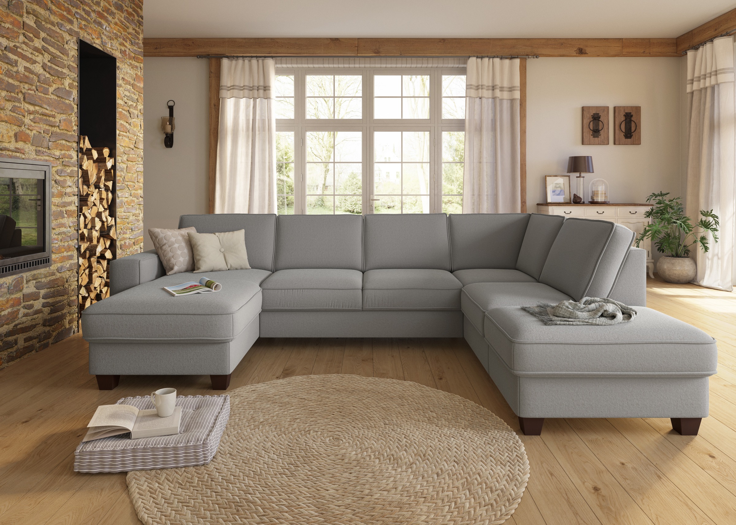 Home affaire Wohnlandschaft "County U-Form" wahlweise Ottomane links oder r günstig online kaufen