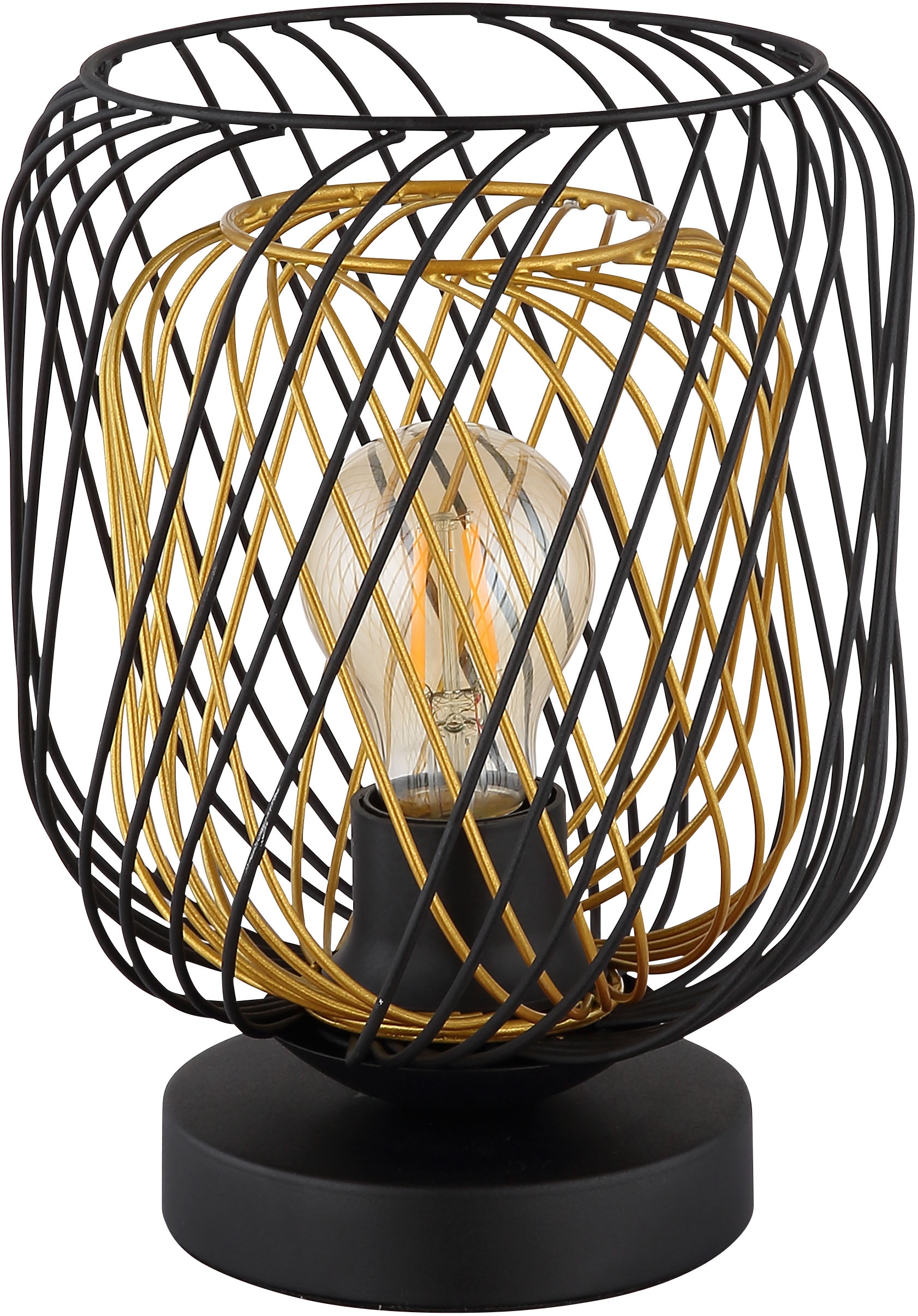 GLOBO LIGHTING Tischleuchte »DICHTI«, Leuchtmittel E27 | ohne Leuchtmittel, Tischlampe/schwarz/Metallgeflecht/Wohnzimmer/Schlafzimmer