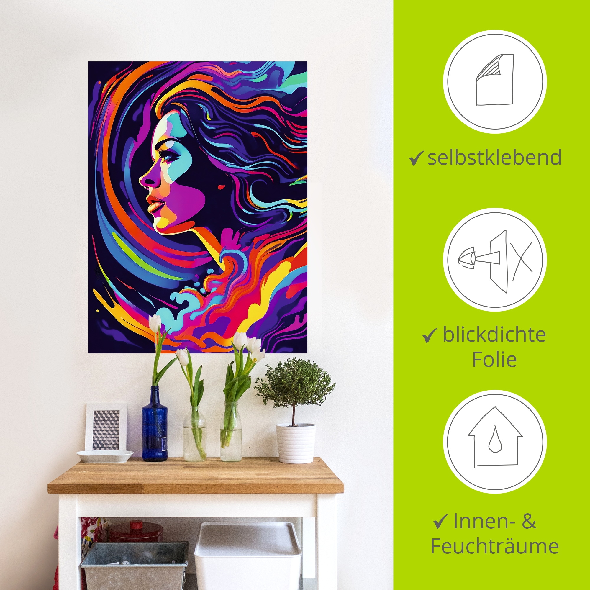 Artland Wandbild »Frau in bunten Farben« Bilder von Frauen 1 Stk. tlg. als Alubild, Leinwandbild, Poster, Wandaufkleber in verschied. Größen