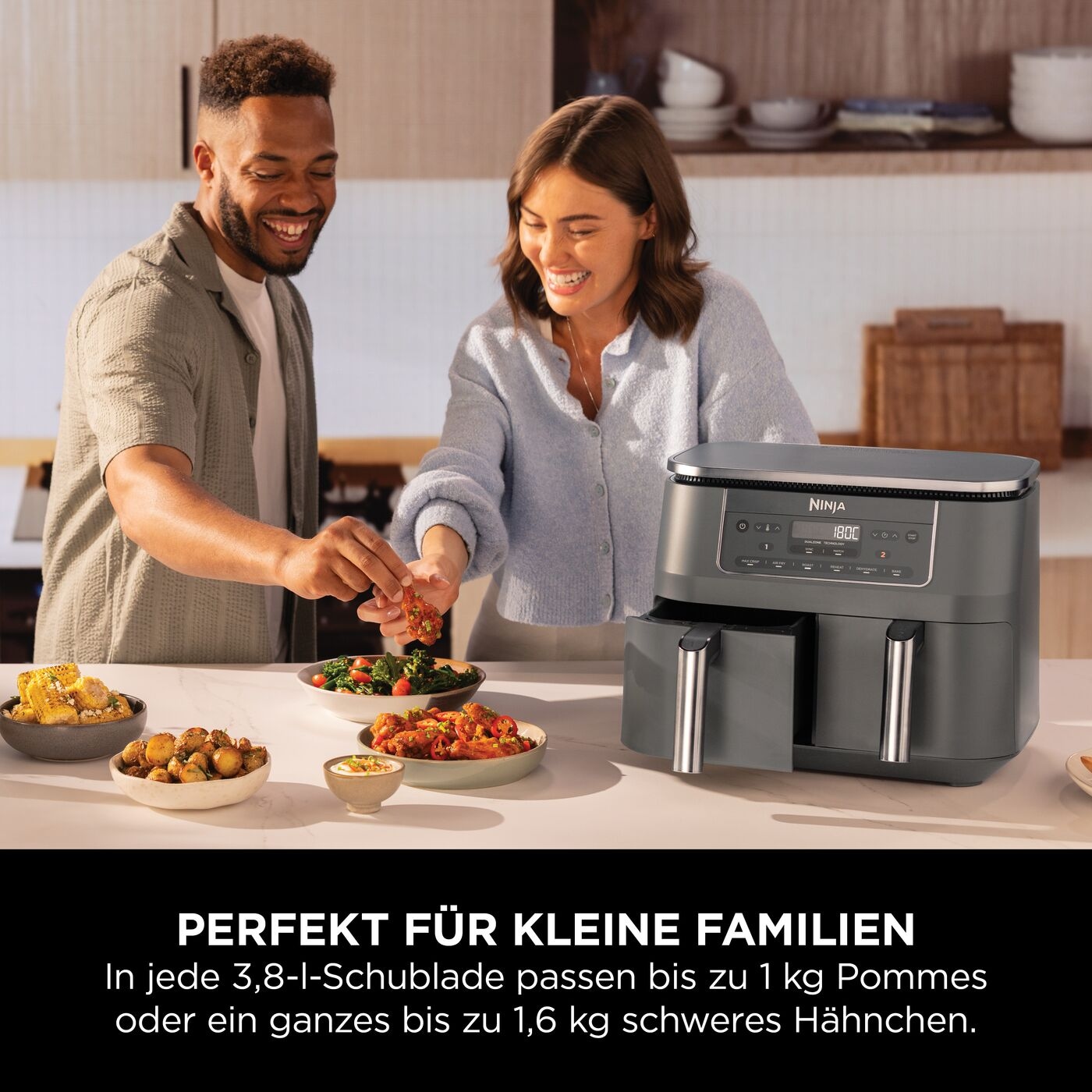 NINJA Heißluftfritteuse »6-in-1 Dual Zone Air Fryer 7,6L DZ300EU« 2470 W
