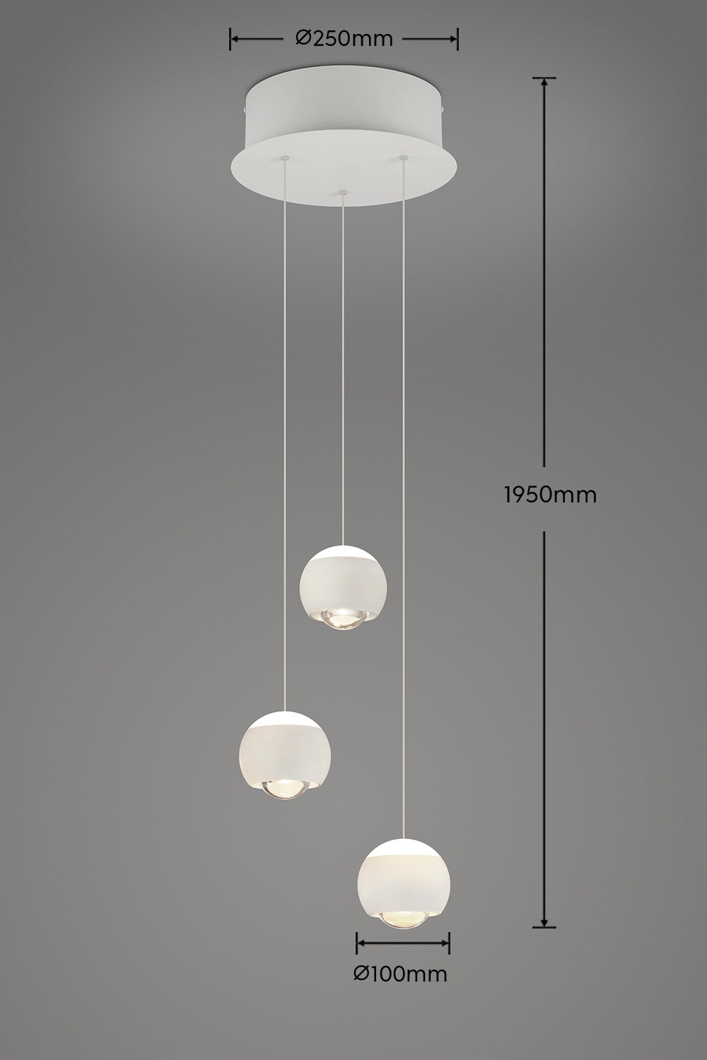 Musterring LED Pendelleuchte »CANNON, 3-flammige LED Hängelampe 5W 500Lumen 2300-4000K CCT« LED-Board 1 Stk. Farbwechsler | warmweiß - kaltweiß mit Fernbedienung, stufenlos höhenverstellbar max 195cm dimmbar Memory