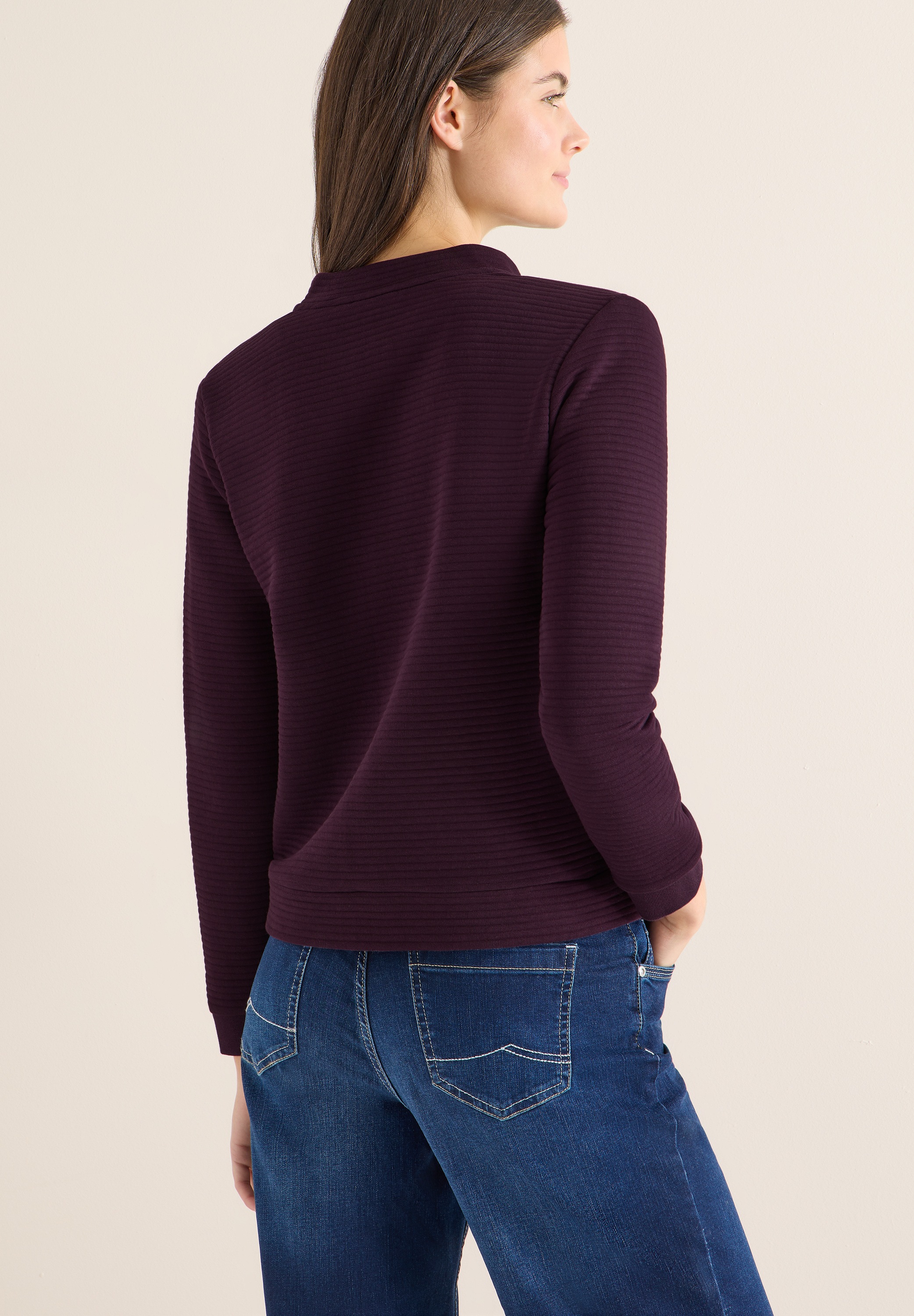 Cecil Sweatjacke mit feinem Strukturmuster und Reißverschluss günstig online kaufen