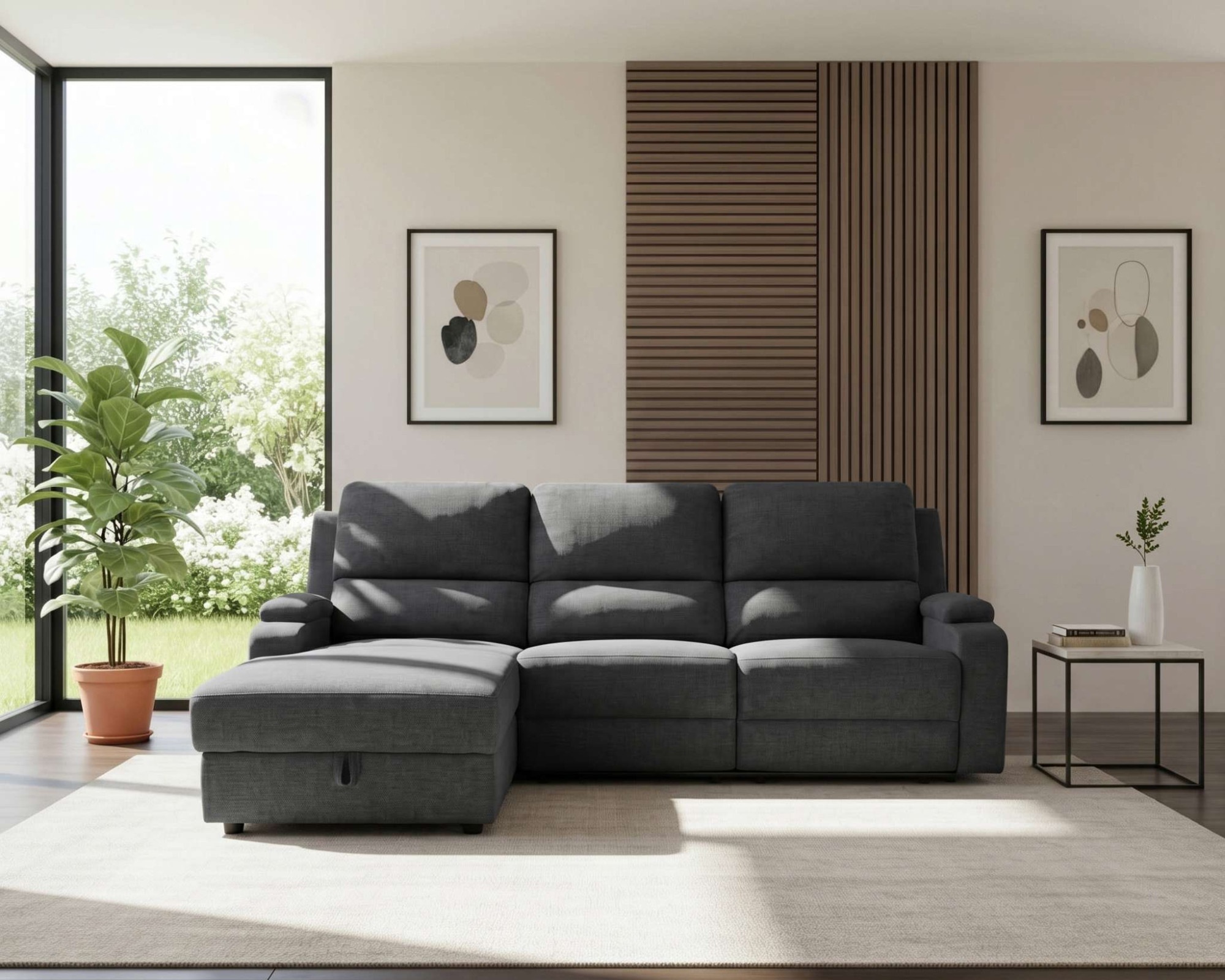 OTTO home Ecksofa »NAPORI Struktur, Multimediasofa, L-Form« man. oder elektr. Relaxfuntion, USB-A bei elektr. Variante, Staukasten