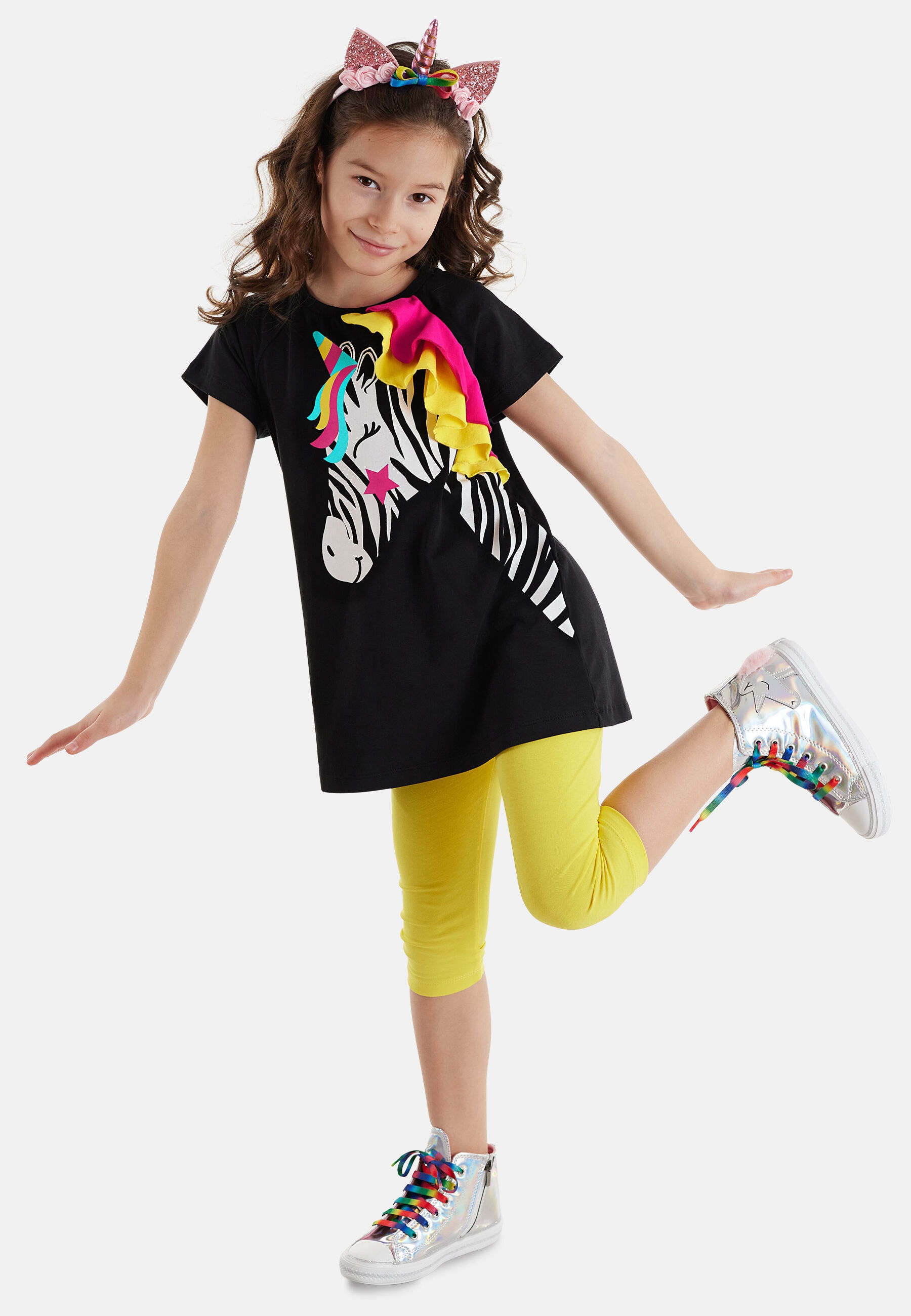 Denokids Hausanzug "Zebracorn", (2 tlg.), mit Einhorn-Zebra Print