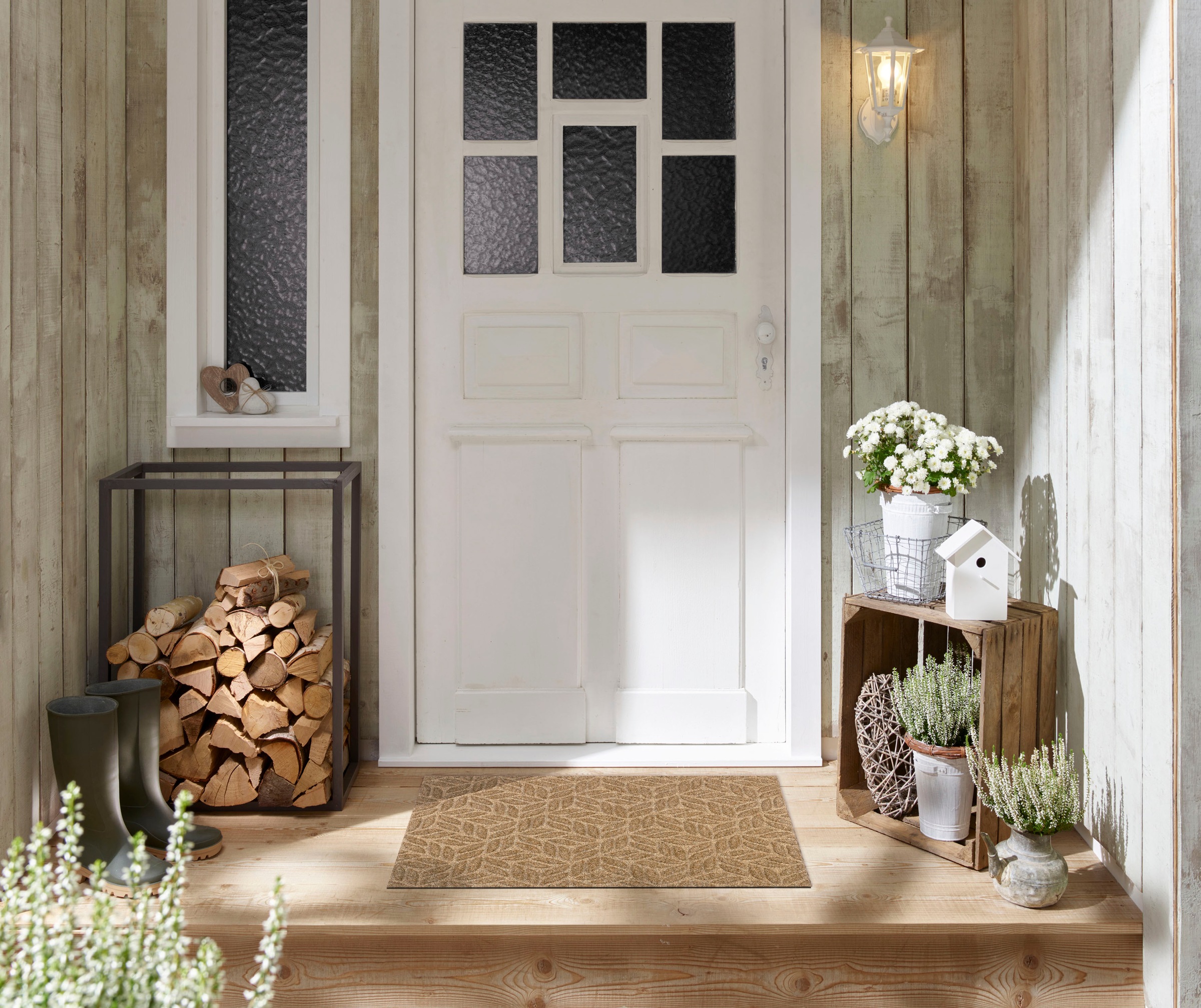 wash+dry by Kleen-Tex Teppich "DUNE Leaves Taupe" rechteckig 8 mm Höhe günstig online kaufen