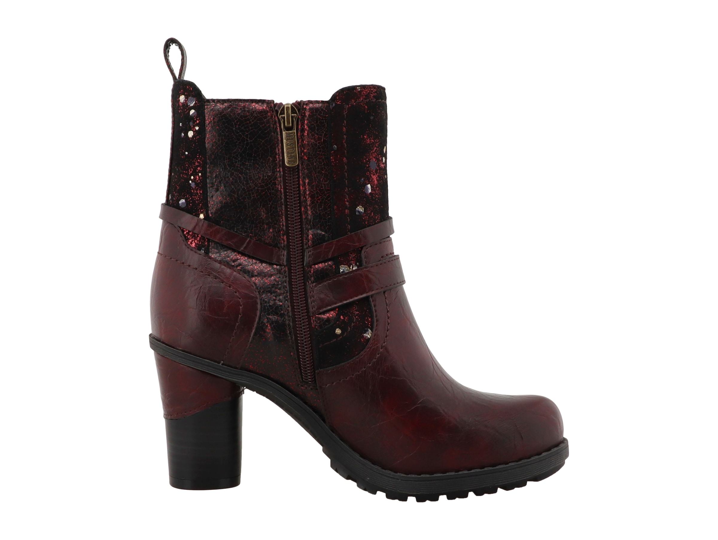 Mustang Shoes Stiefelette »Stiefel«  Blockabsatz, Boots mit Zierreißverschluss und Nieten