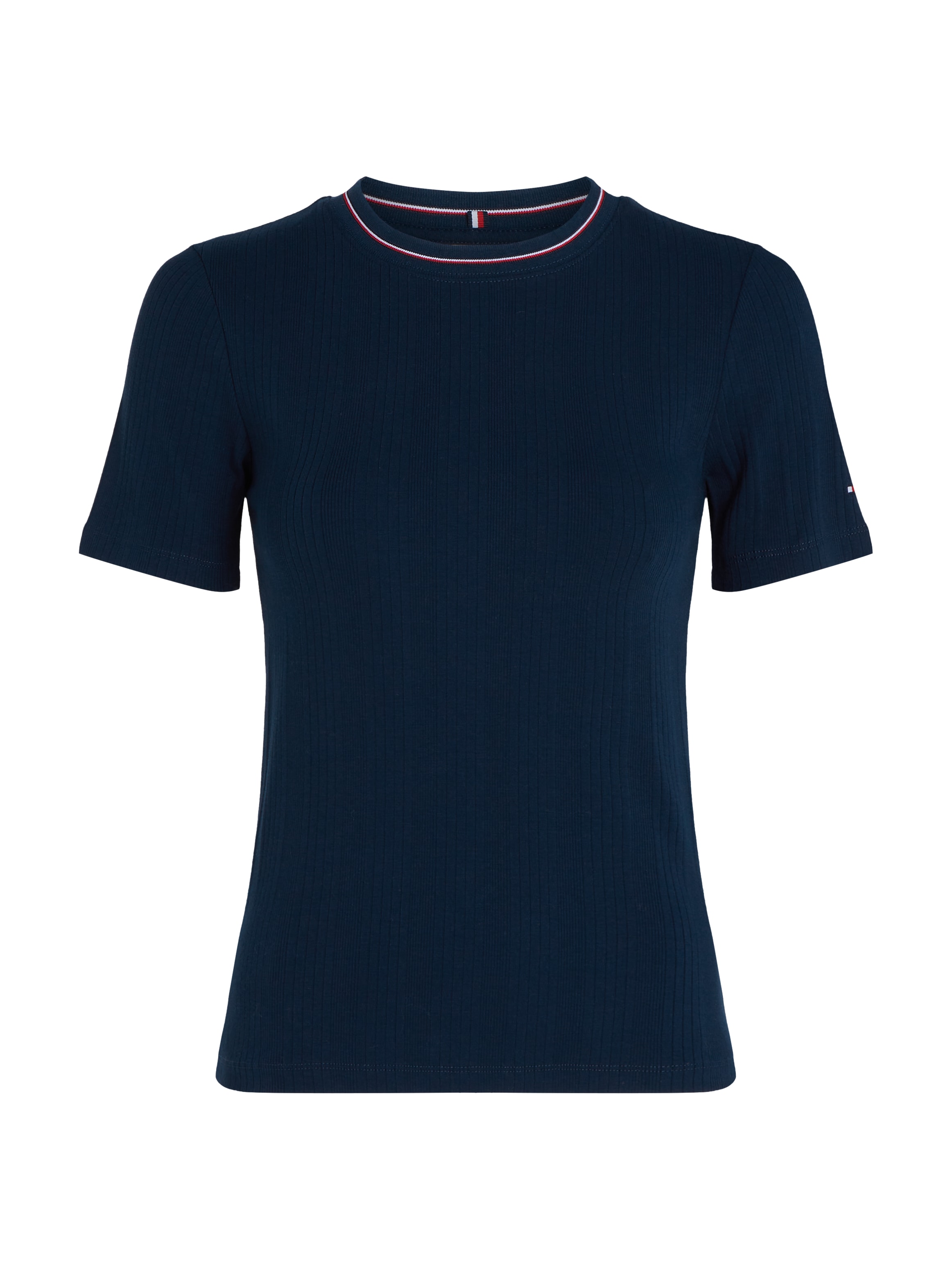 Tommy Hilfiger T-Shirt »RWB SLIM TEE SS C-NK«, mit Kontrast-Details, Struktur