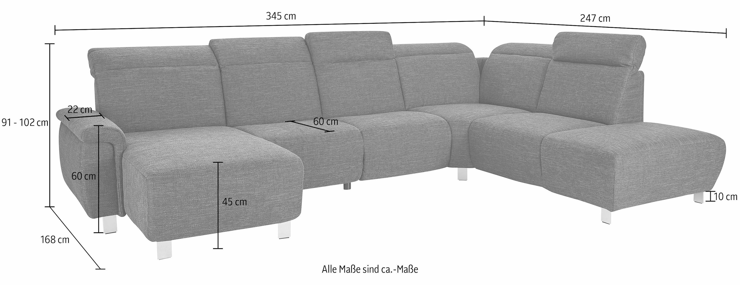 sit&more Wohnlandschaft »Township U-Form«, wahlweise mit elektrischer Wallfree-Funktion