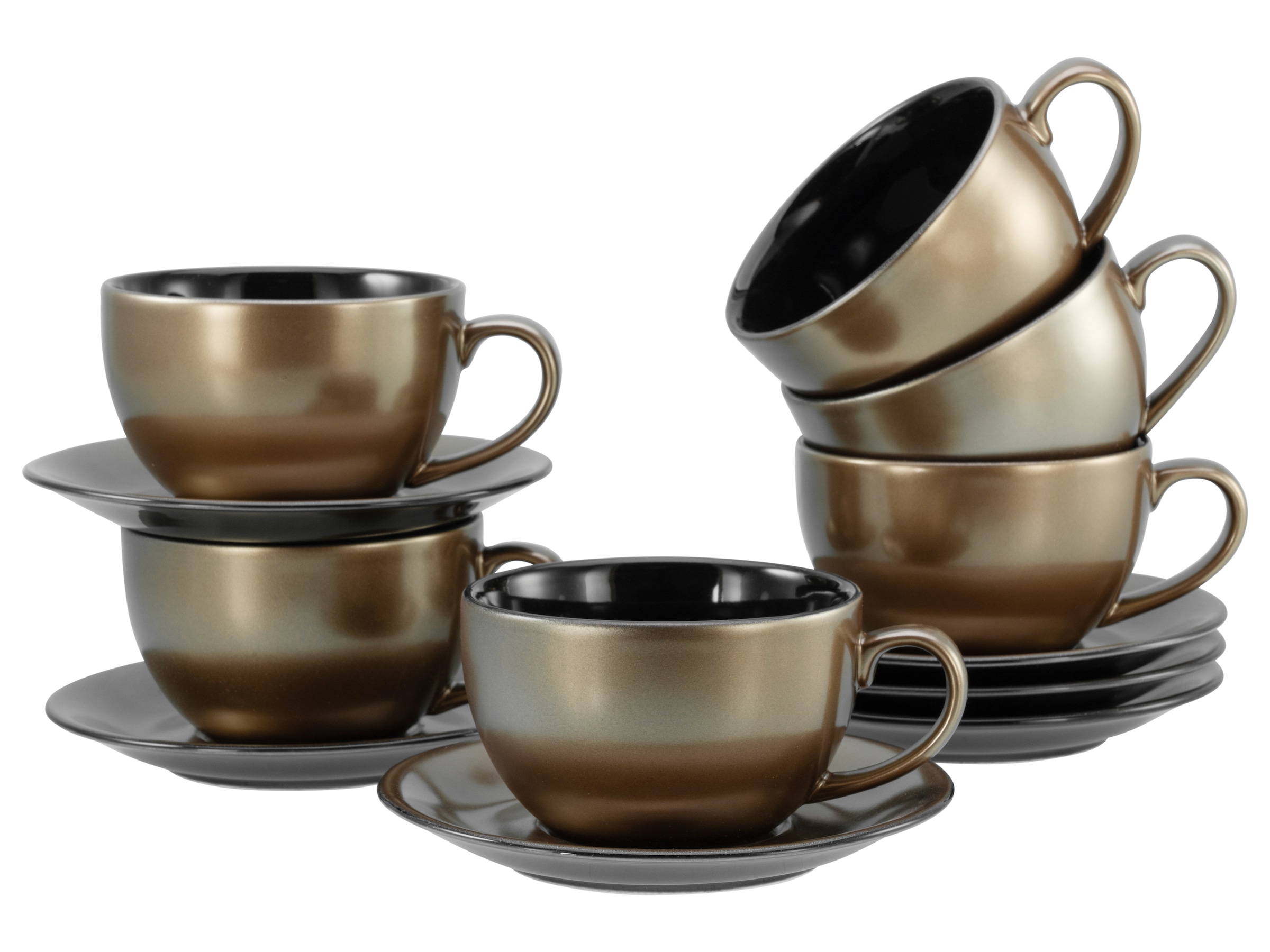 CreaTable Cappuccinotasse "Golden Days Schwarz, Cappuccinoset, 12-tlg." Gol günstig online kaufen