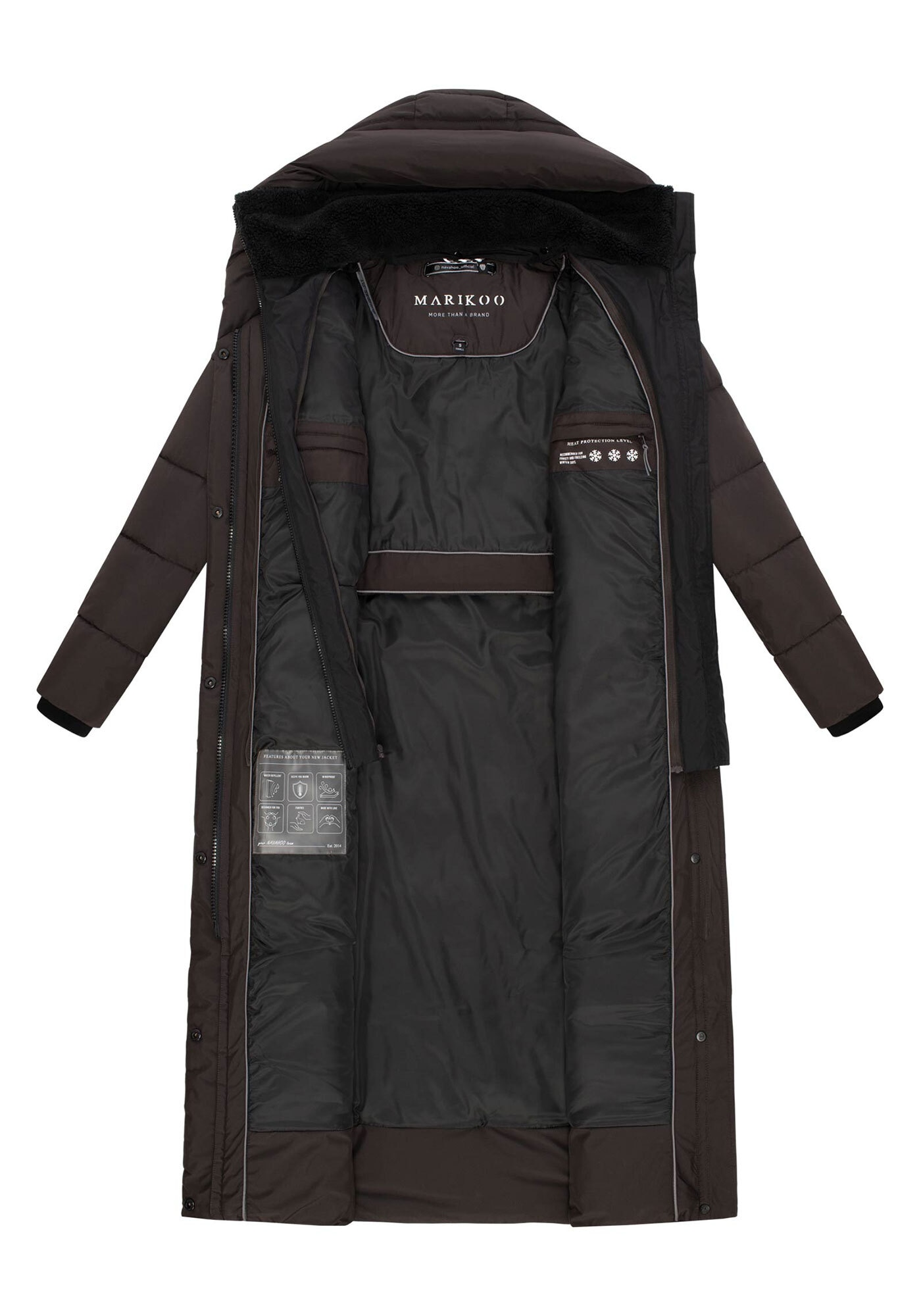 Marikoo Winterjacke »Pakoraa«, extra langer Winter Mantel mit abnehmbaren Innenteil