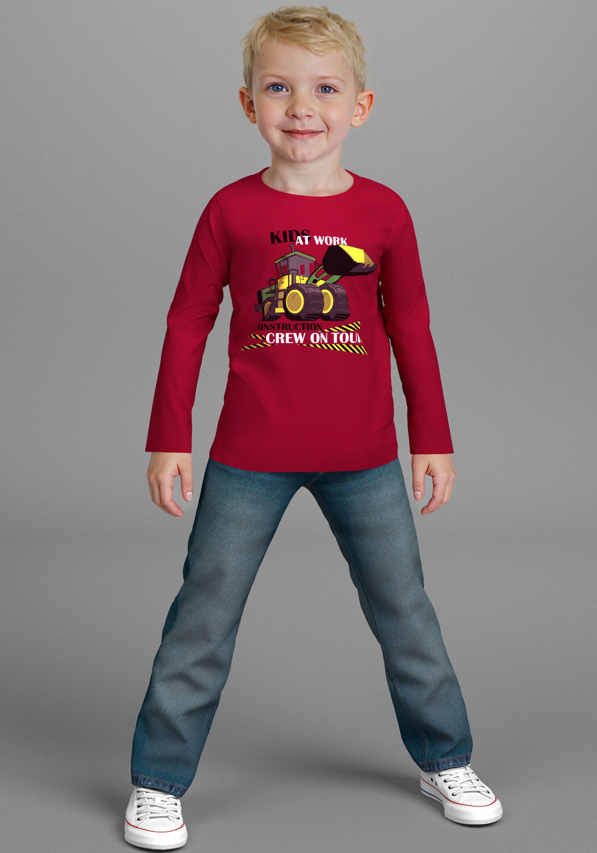 KIDSWORLD Langarmshirt »CONSTRUCTION crew on tour«, Cooler Bagger Druck