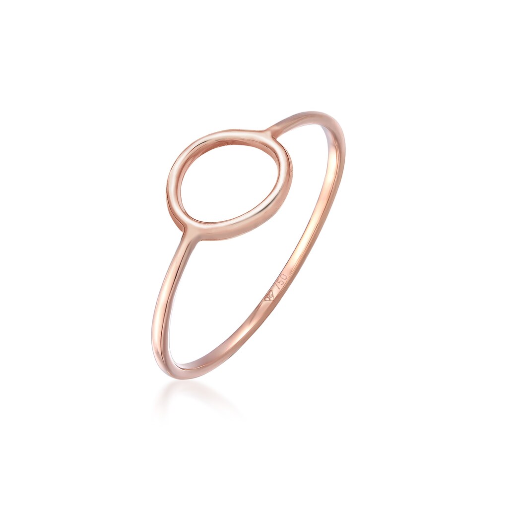 Elli Premium Fingerring »Kreis Geo Design Stacking Basic Trend 750 Roségold«