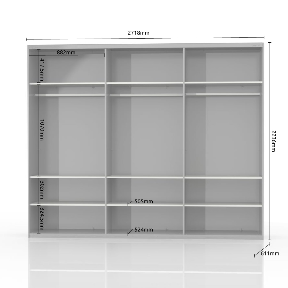 Places of Style Schwebetürenschrank »Piano, FSC-zertifiziert, mit Einlegeböden und Kleiderstangen«, (in 3 Breiten, 224cm hoch), UV lackiert, hochglänzend, mit Soft-Close Funktion, in beige oder weiß