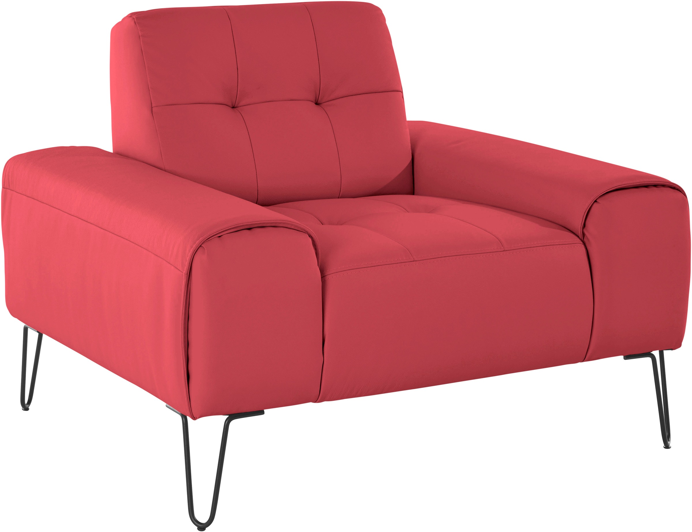 exxpo - sofa fashion Sessel »Taranto, Loungesessel mit Designfuß, elegant und bequem, Clubsessel«, moderne Sitz- und Rückennähte