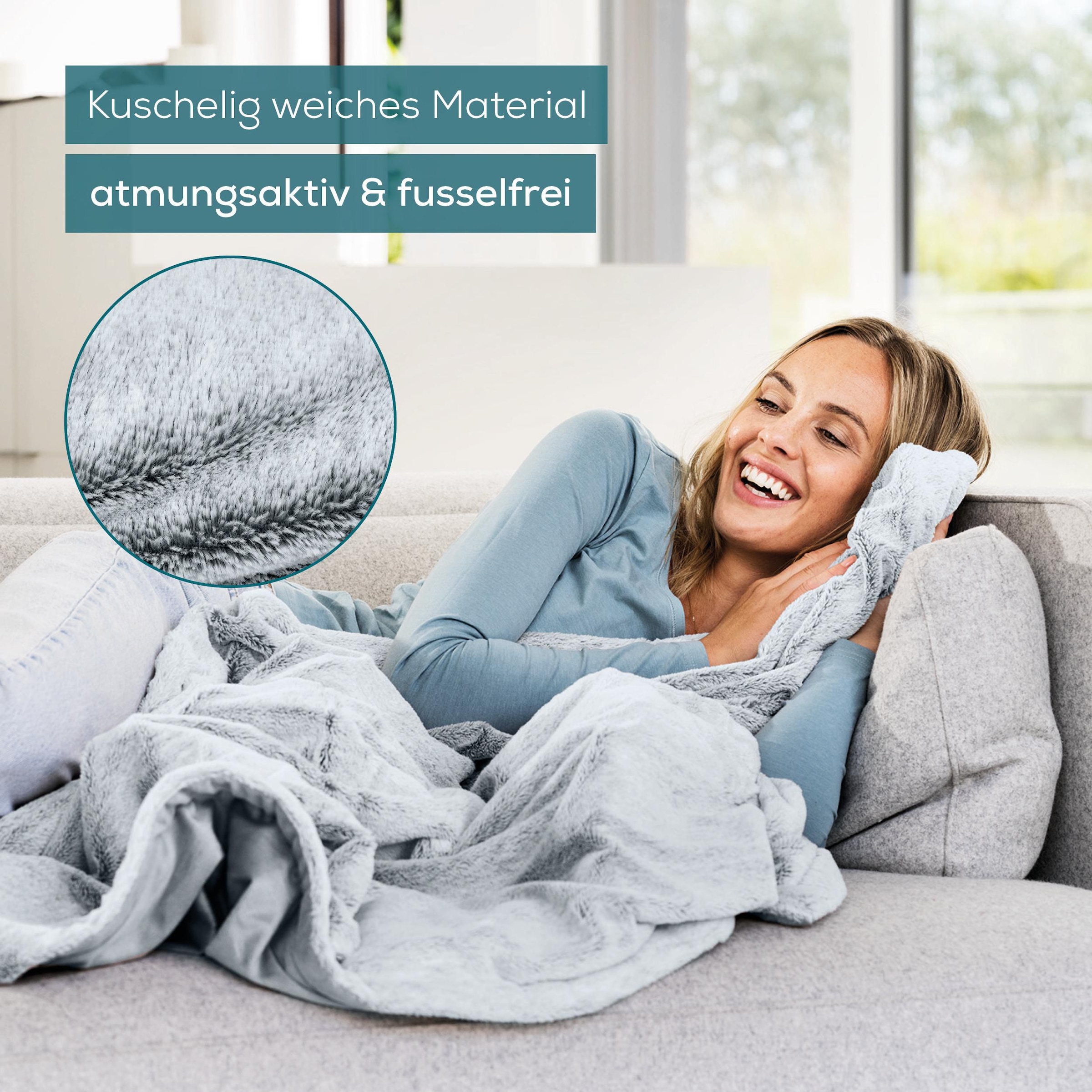 BEURER Heizdecke »HD 75 Nordic Grey Green Planet, aus recycelten Materialien« kuschelige Wärmedecke in Kunstfelloptik, mit 6 Temperaturstufen