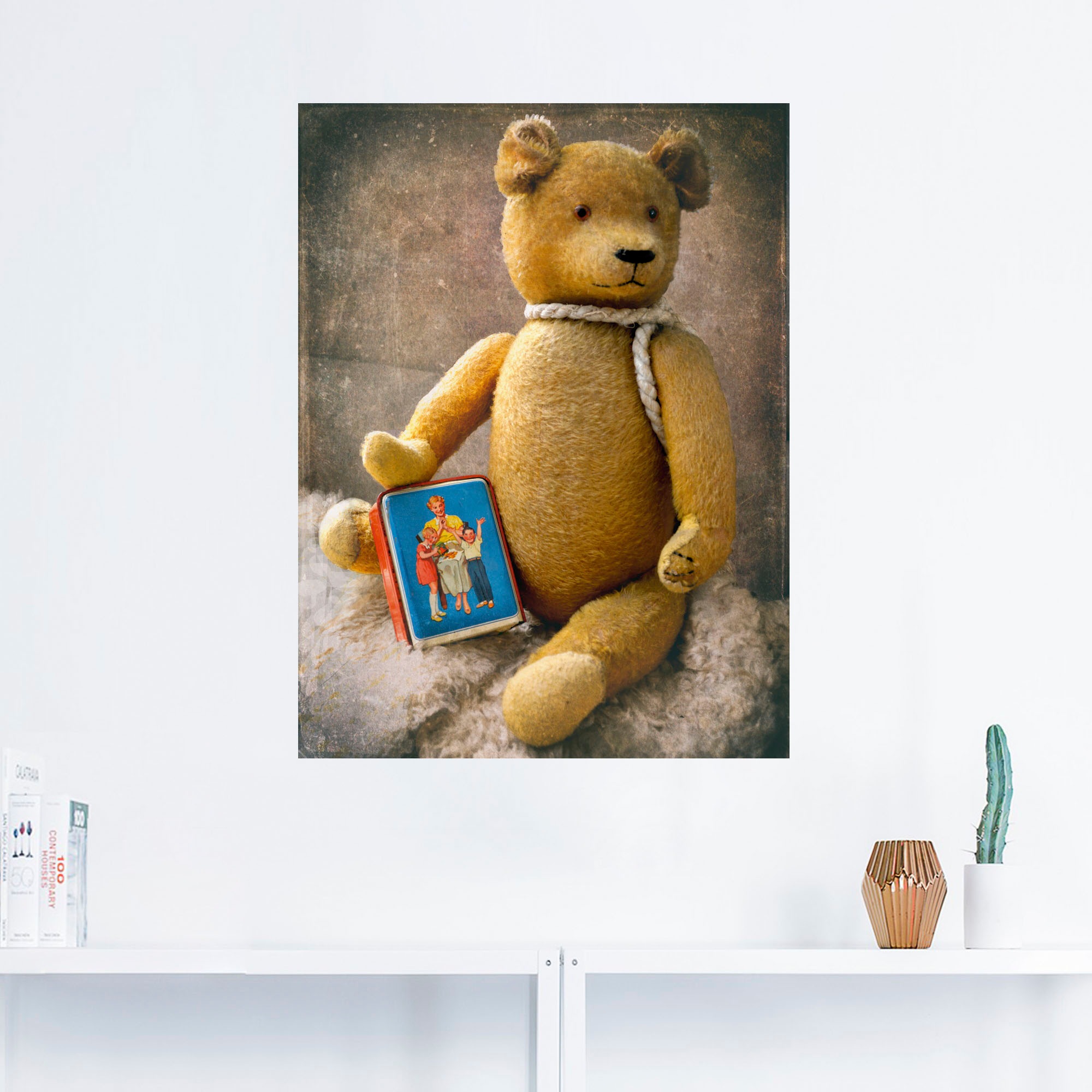 Artland Wandbild "Teddybär mit Sparbüchse", Spielzeuge, (1 St.), als Leinwa günstig online kaufen