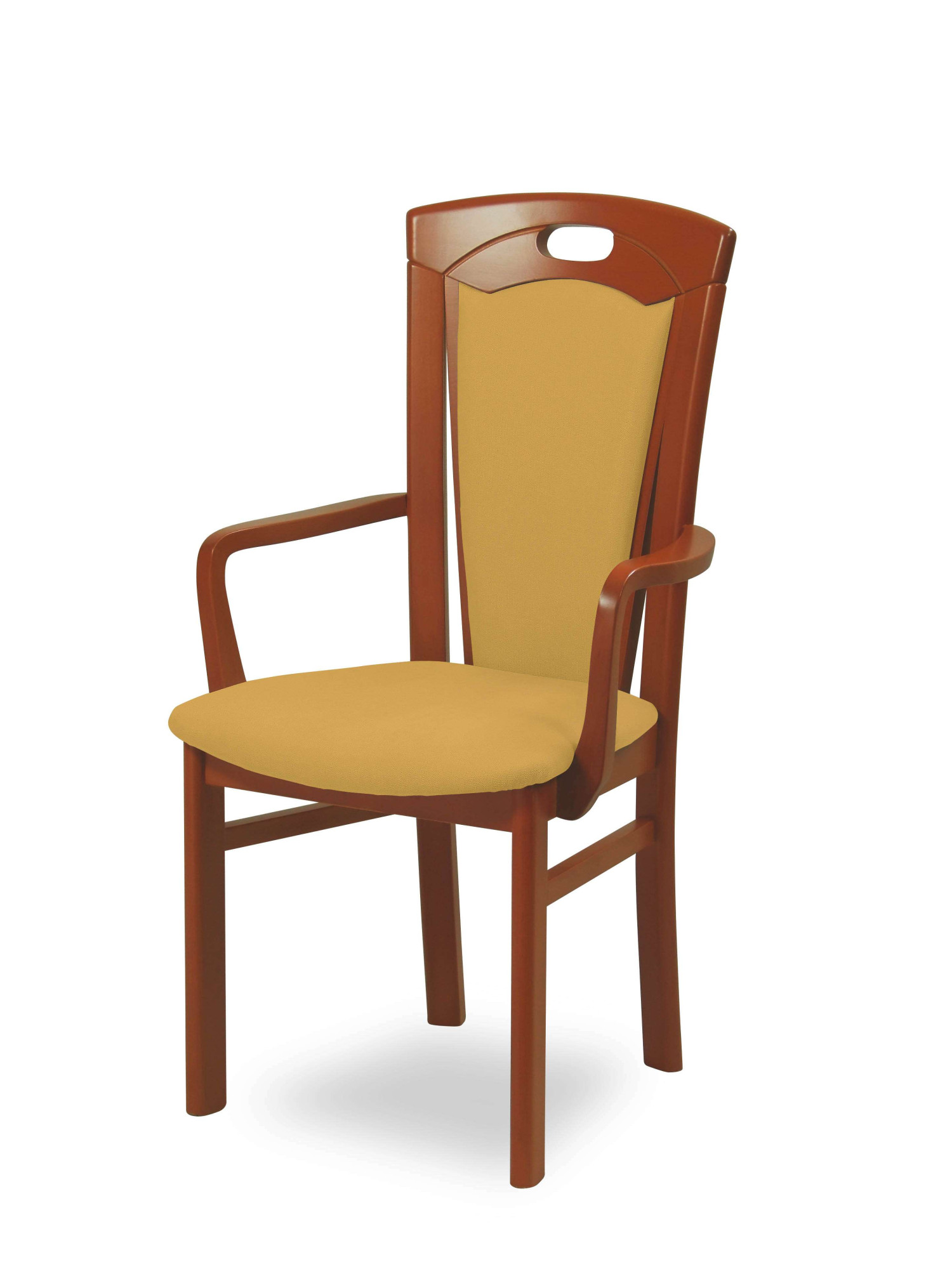 Esszimmerstuhl HOME AFFAIRE "FERDI, Armlehnstuhl, Made in Italy, Massivholz", braun (kirsch, yello, kirschbaum), B:55cm H:100cm T:57cm, Massivholz, Stühle, Esszimmerstuhl, Bezug Feinstruktur (wasser-und fleckabweisend) oder Struktur