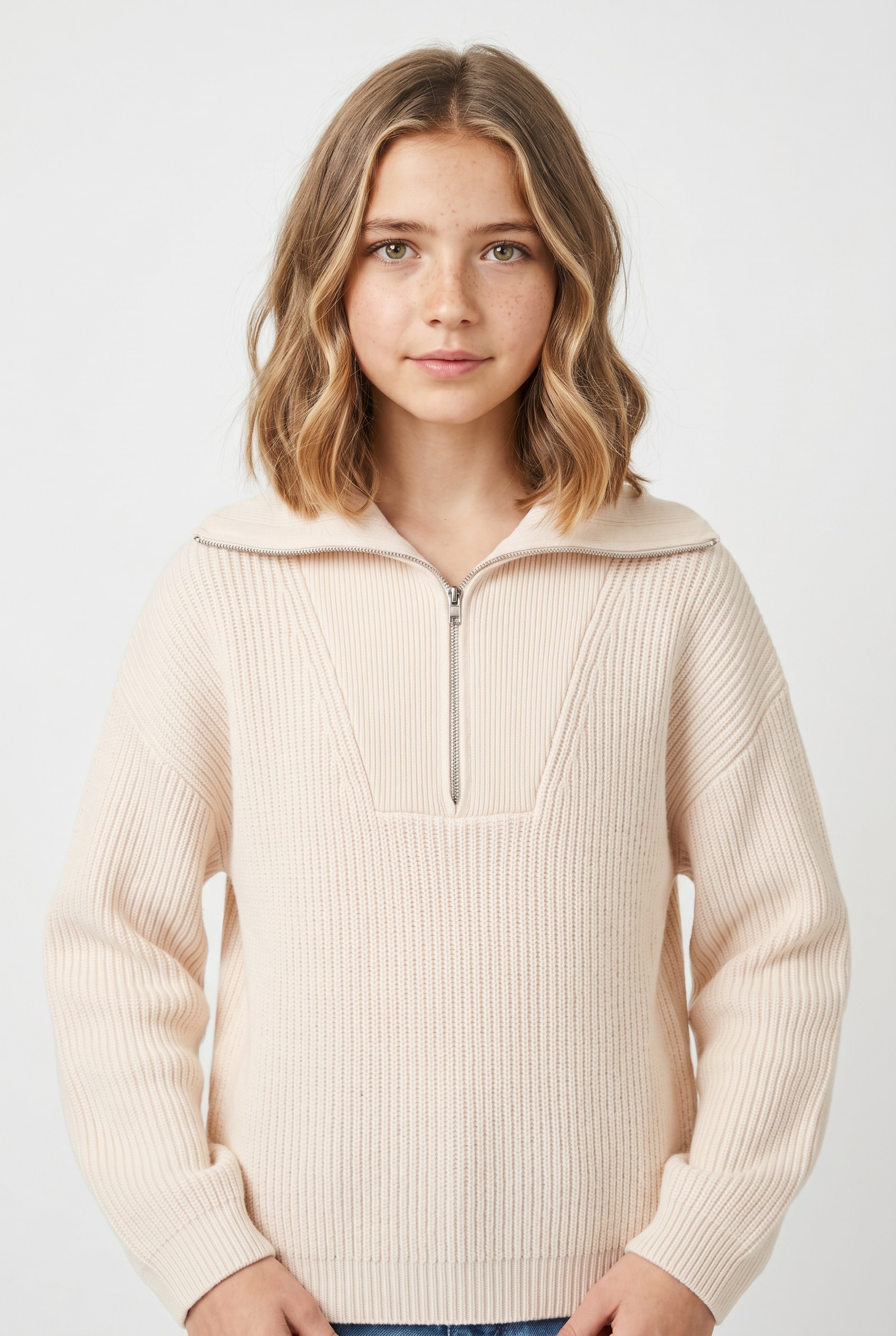 TOM TAILOR Jacquardpullover kurz, mit Zipper und Schlauchkragen